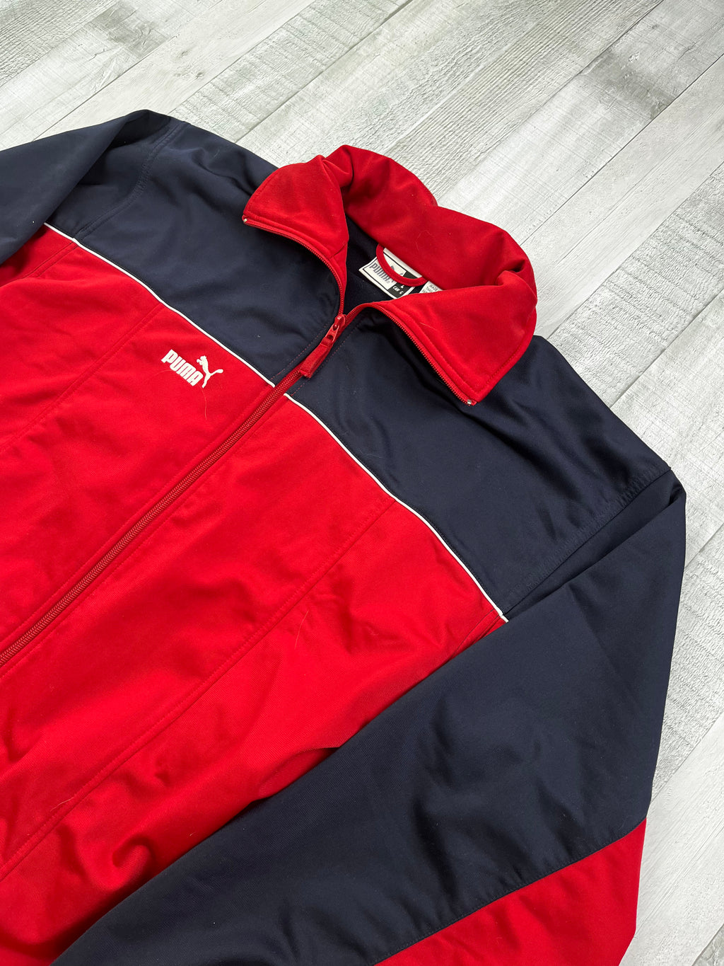 Puma Vintage Trainingsjacke 90s Rot Dunkelblau L