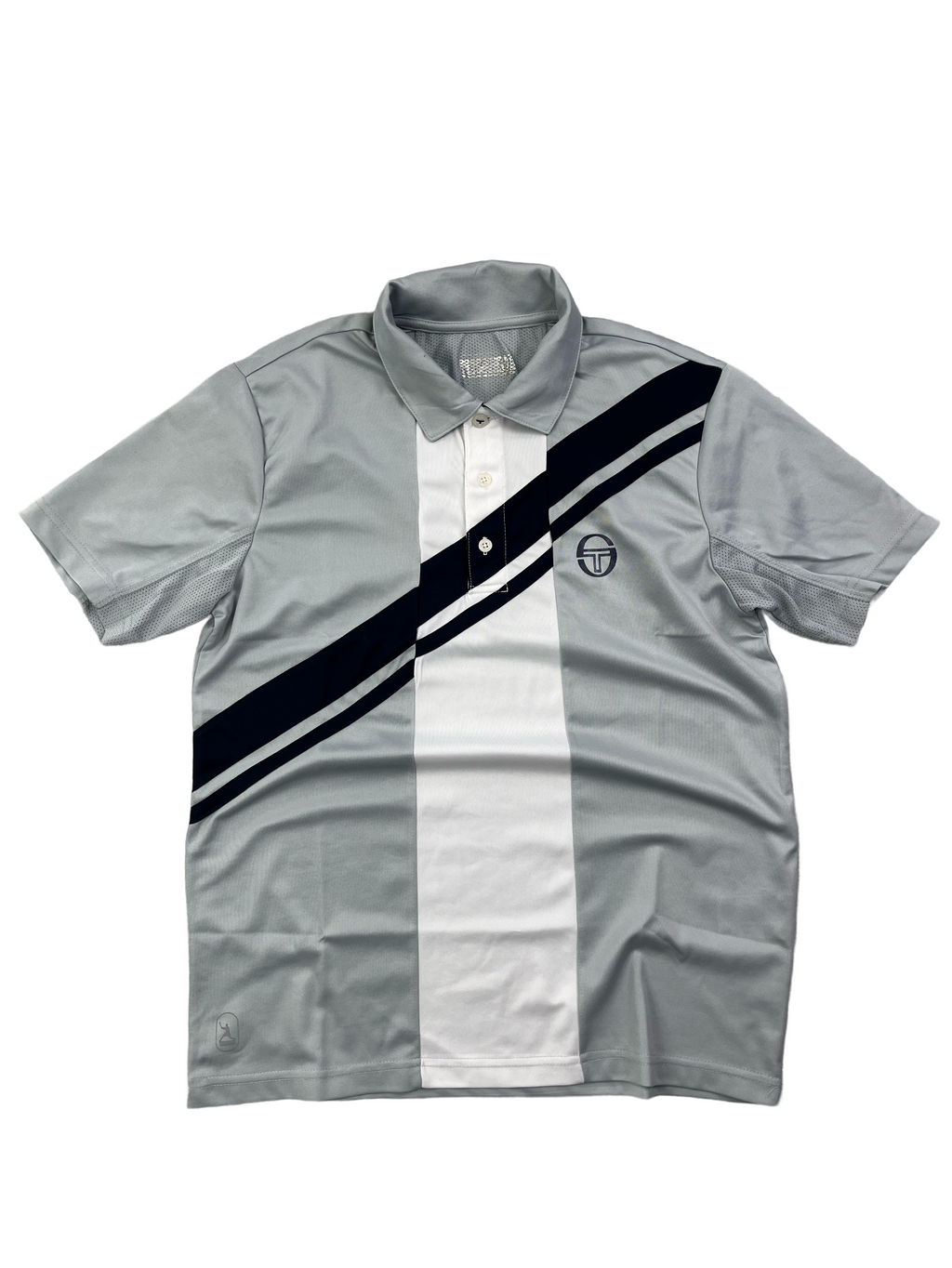 Sergio Tacchnini Vintage Poloshirt Sport Y2K Grau Weiß S