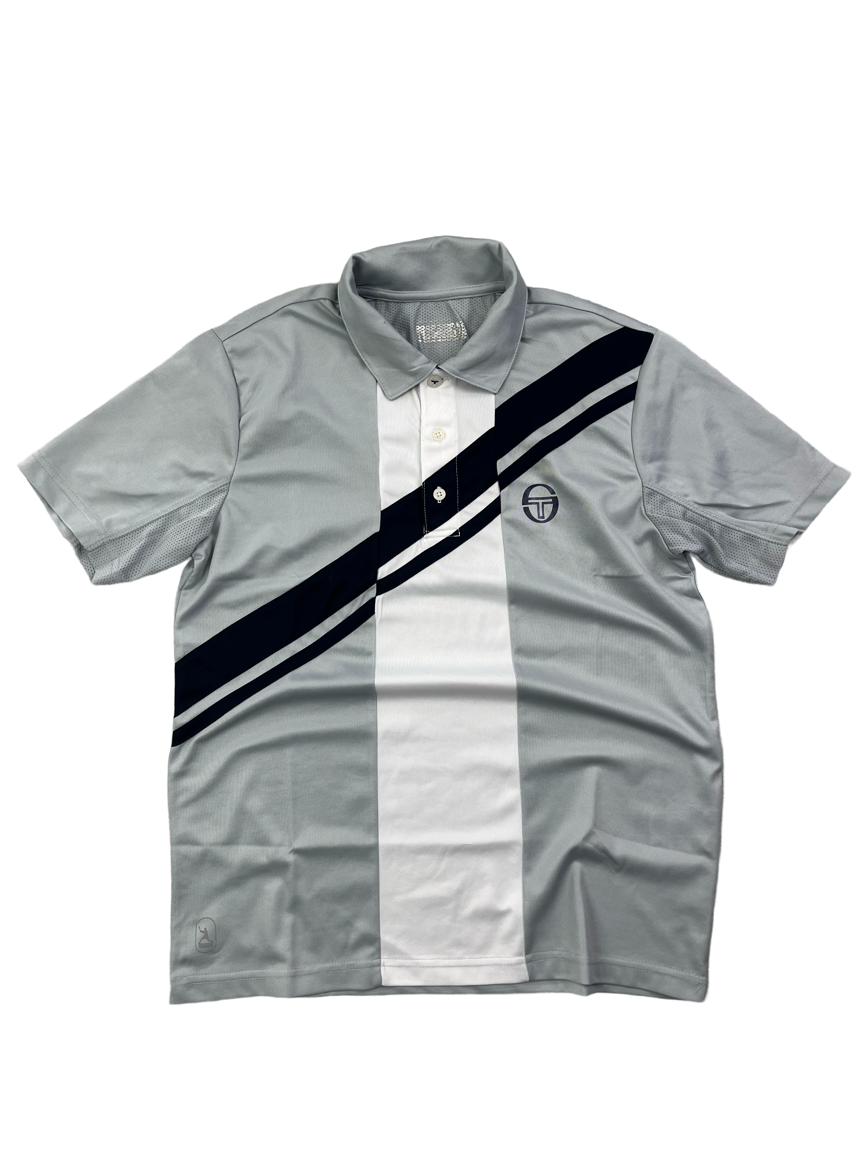 Sergio Tacchnini Vintage Poloshirt Sport Y2K Grau Weiß S