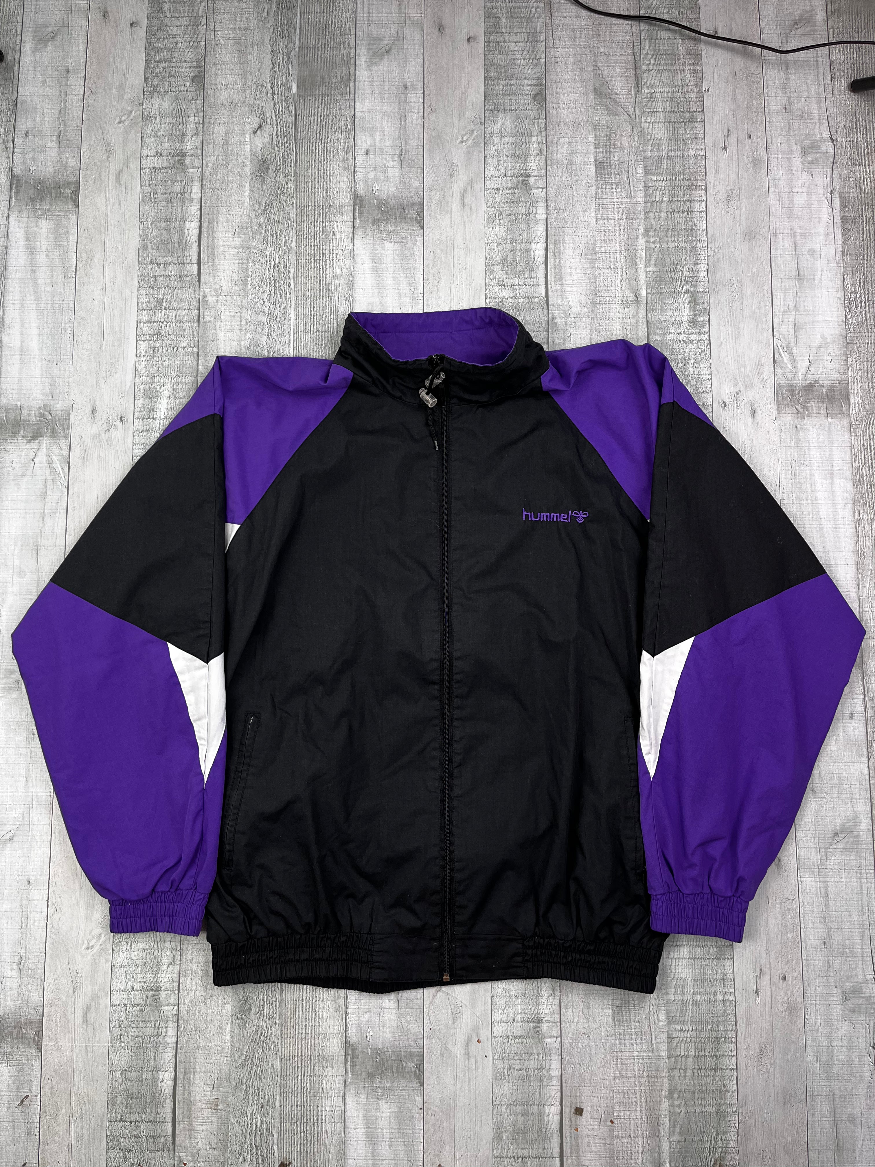 Hummel Vintage Trainingsanzug 90s Lila Schwarz Weiß M