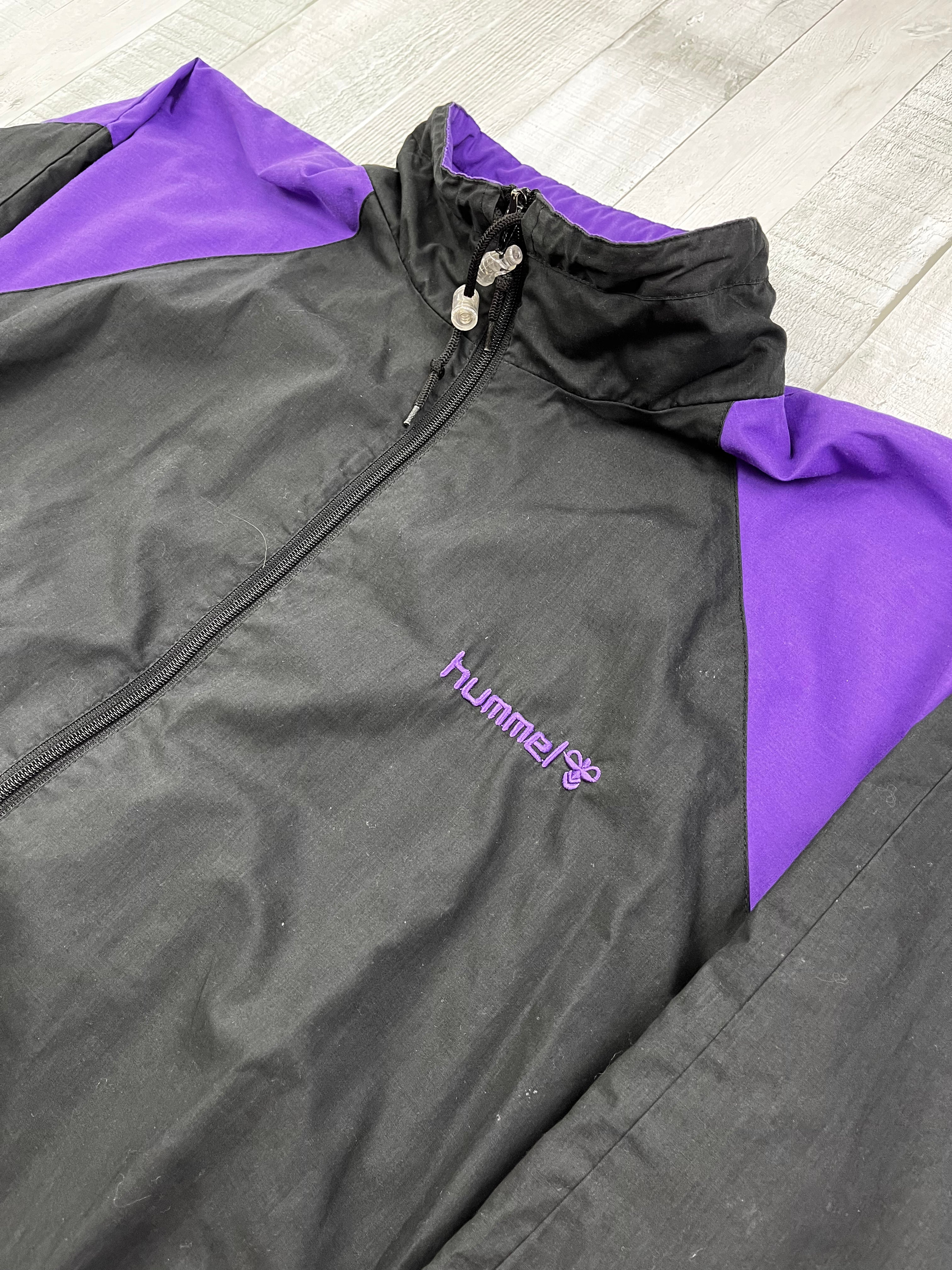 Hummel Vintage Trainingsanzug 90s Lila Schwarz Weiß M