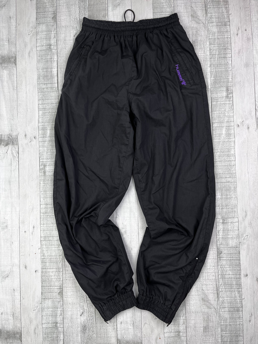 Hummel Vintage Trainingsanzug 90s Lila Schwarz Weiß M