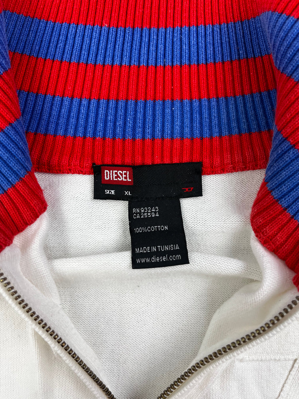 Diesel Vintage Zipper Victorious 90s Weiß Rot Blau XL