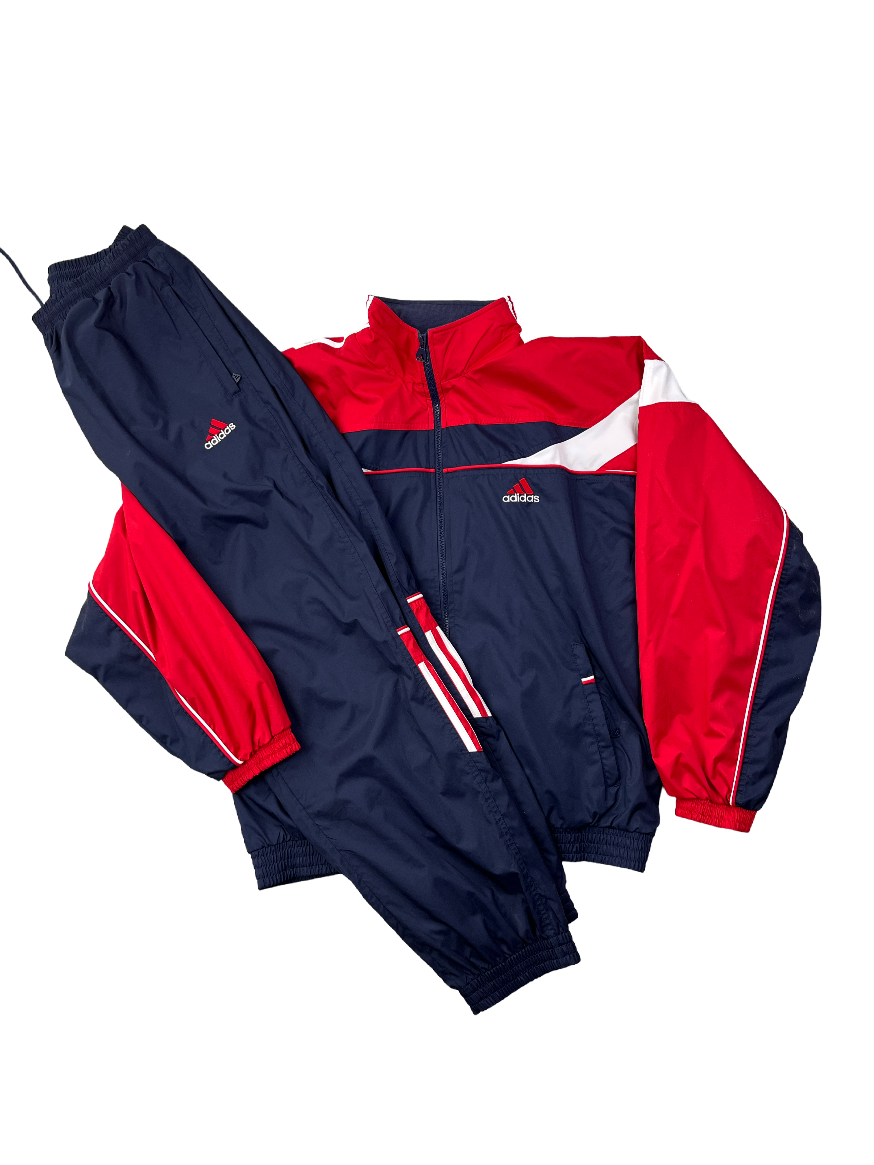 Adidas Vintage Trainingsanzug Y2K Dunkelblau Rot XL