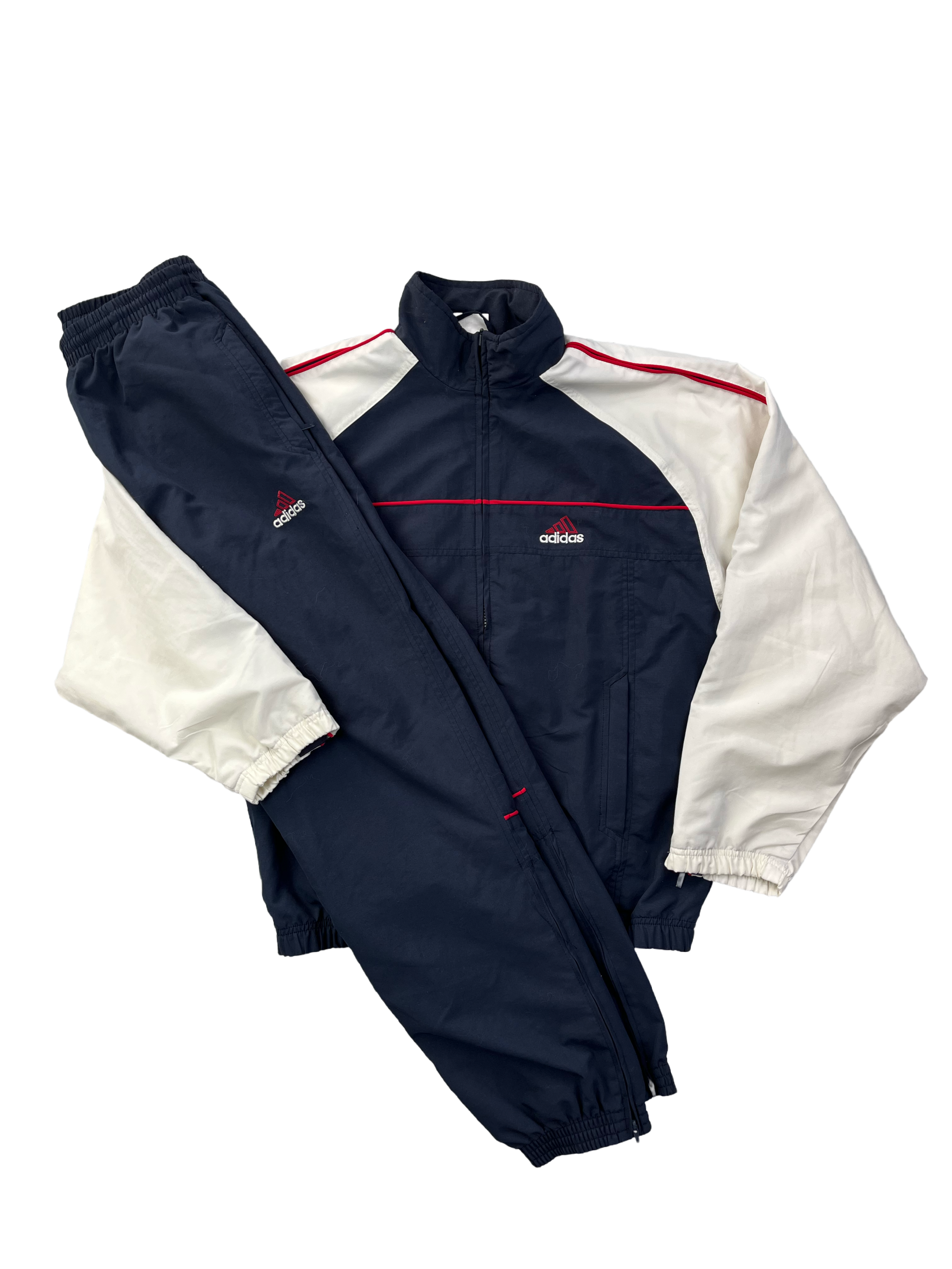 Adidas Vintage Trainingsanzug 90s Dunkelblau Weiß S