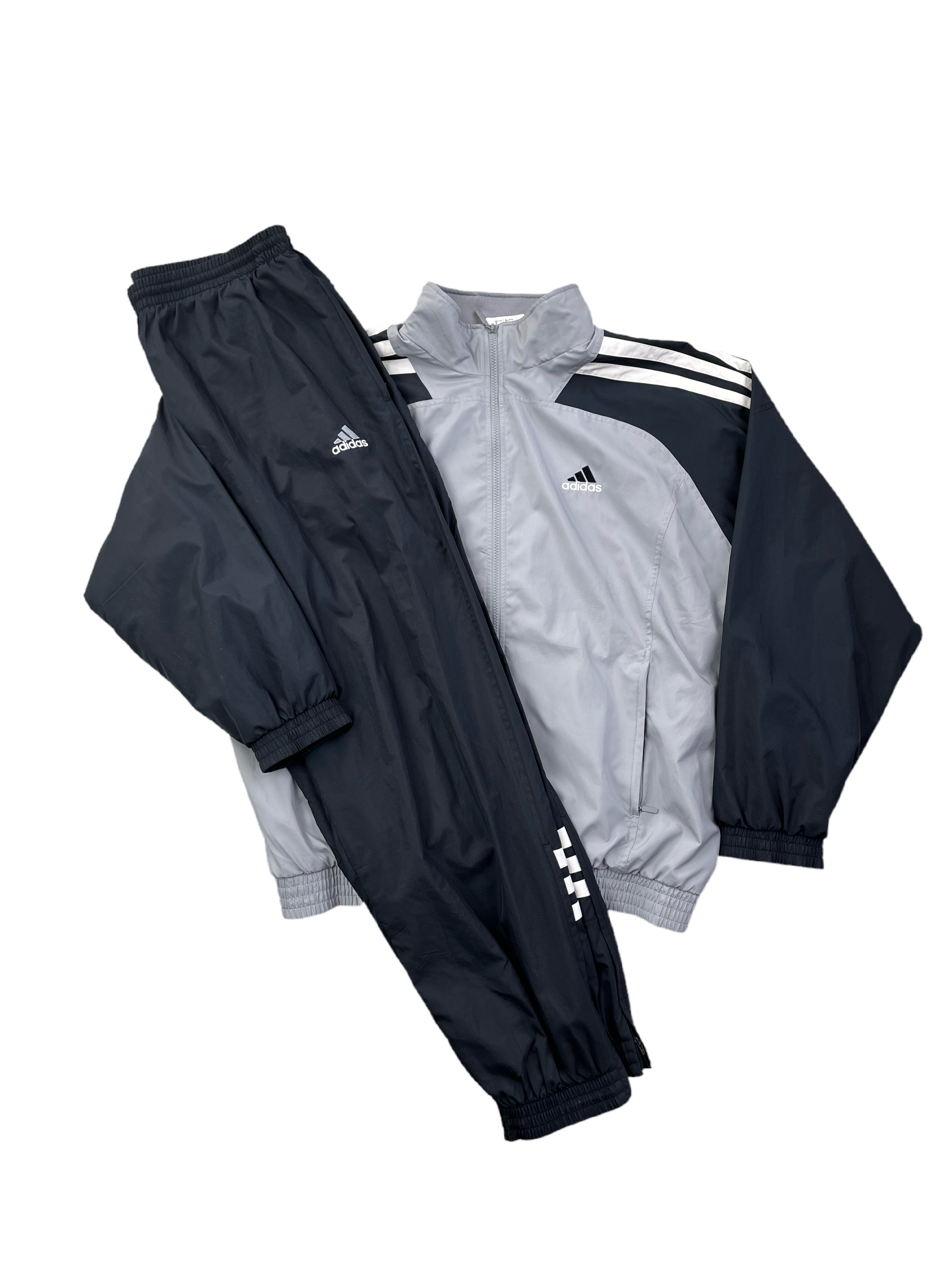 Adidas Vintage Trainingsanzug Y2K Grau Schwarz XL