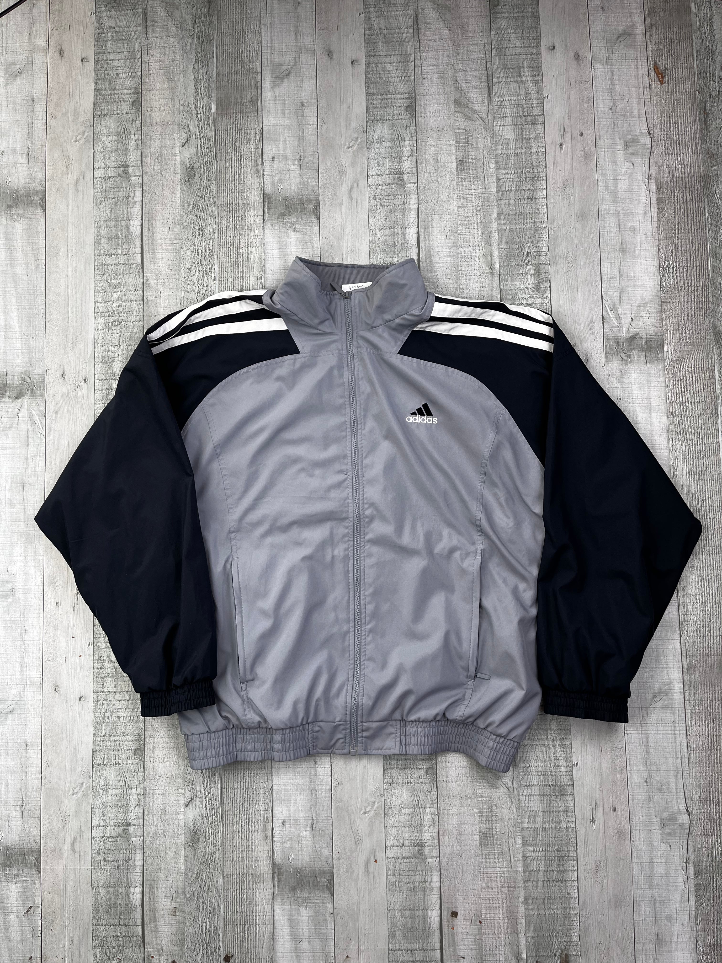 Adidas Vintage Trainingsanzug Y2K Grau Schwarz XL