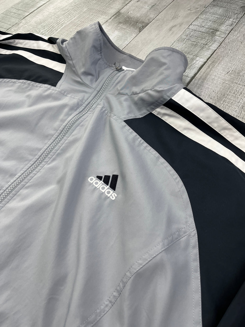 Adidas Vintage Trainingsanzug Y2K Grau Schwarz XL