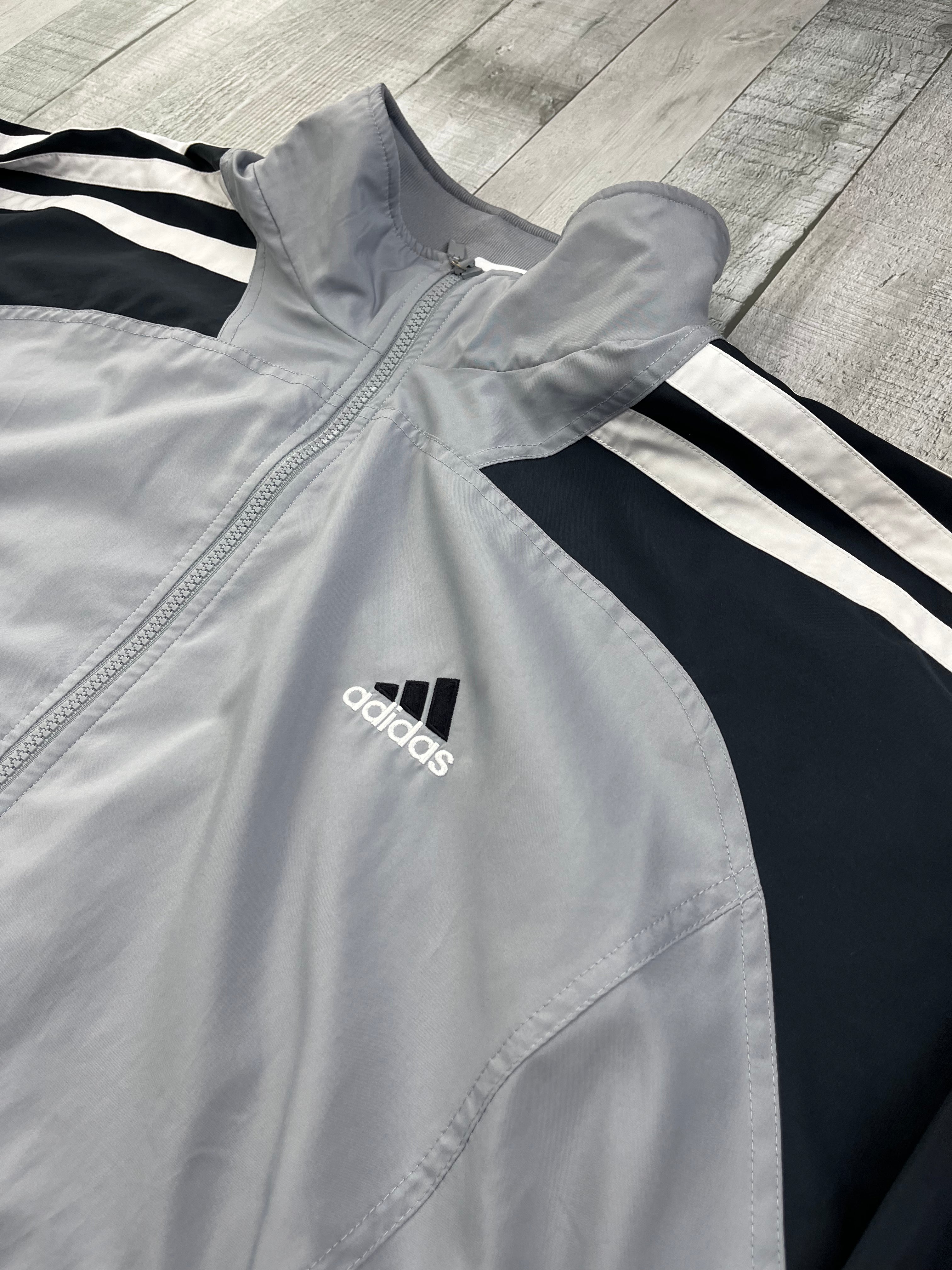 Adidas Vintage Trainingsanzug Y2K Grau Schwarz XL