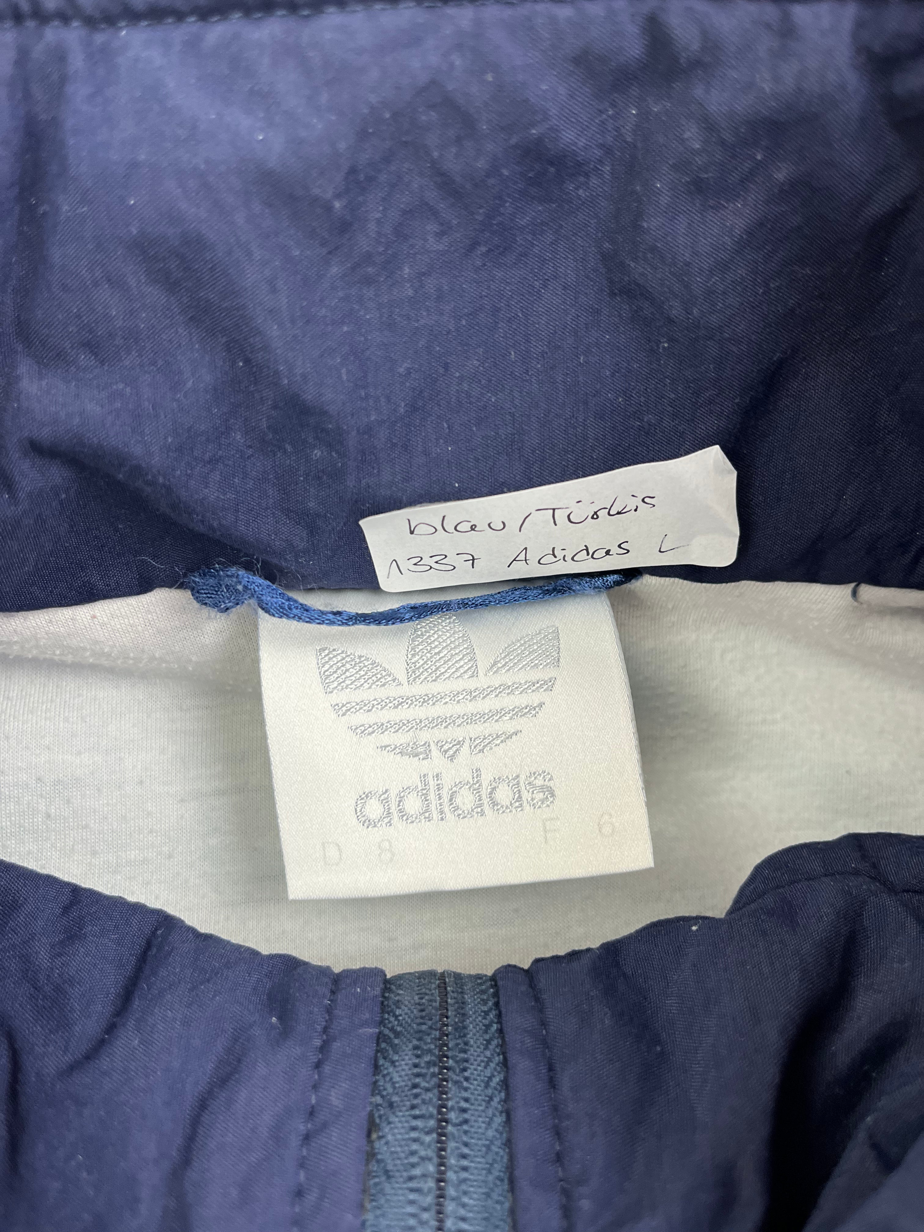 Adidas Vintage Trainingsanzug 90s Dunkelblau Türkis Weiß L