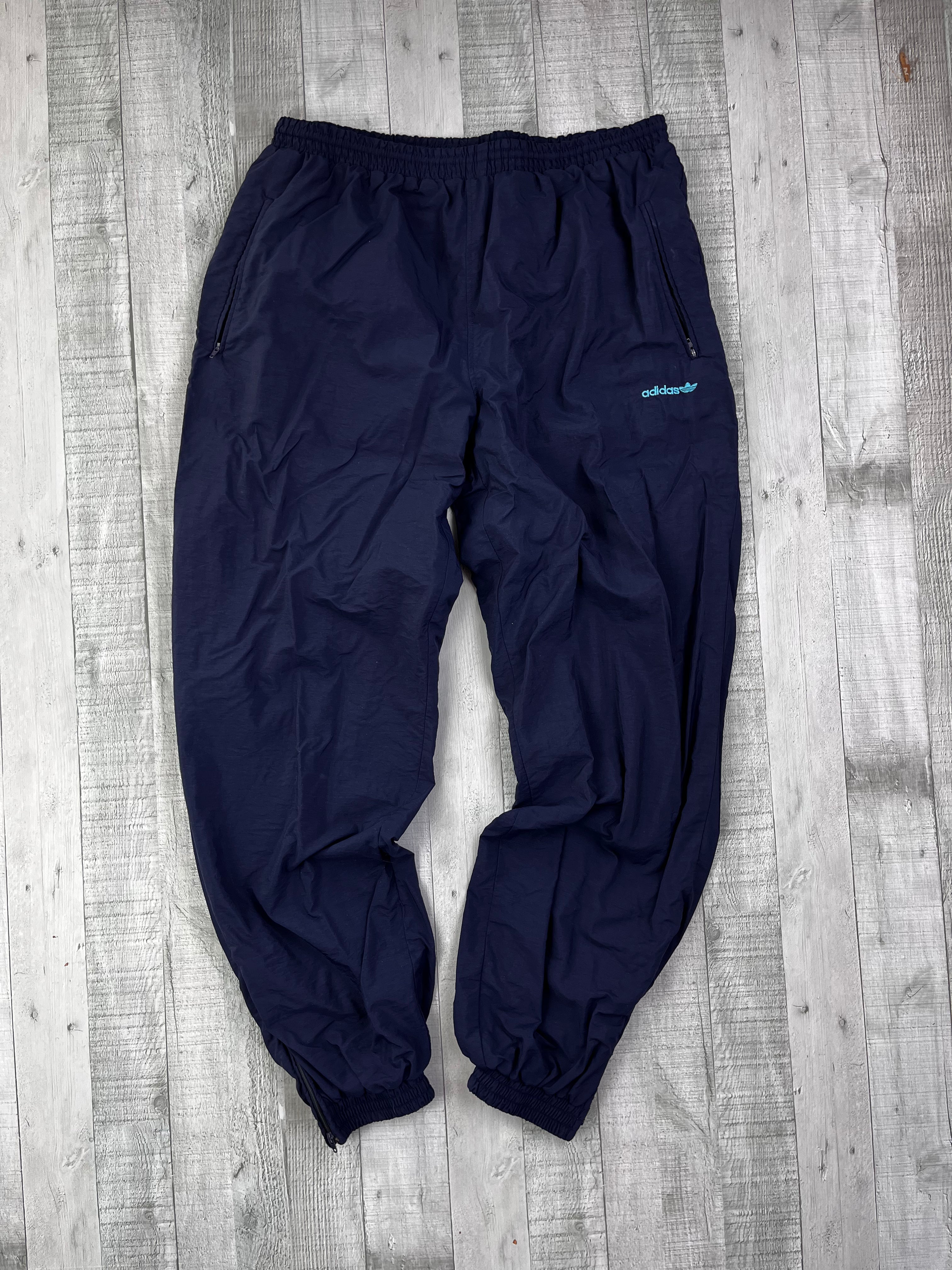 Adidas Vintage Trainingsanzug 90s Dunkelblau Türkis Weiß L