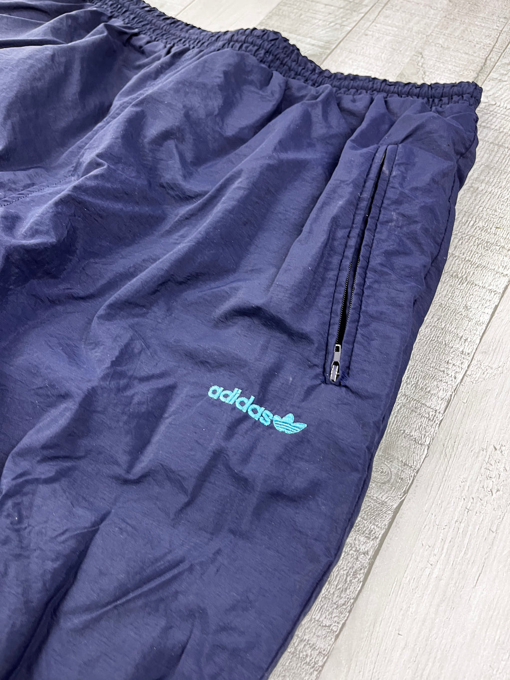 Adidas Vintage Trainingsanzug 90s Dunkelblau Türkis Weiß L