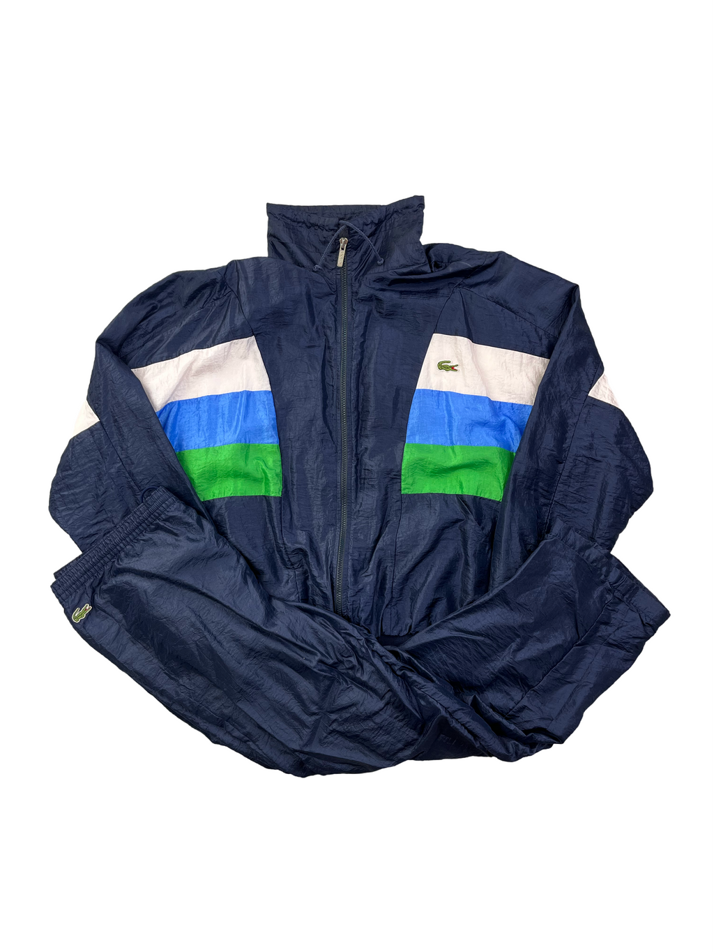 Lacoste Vintage Trainingsanzug 90s Dunkeblau Grün Weiß L