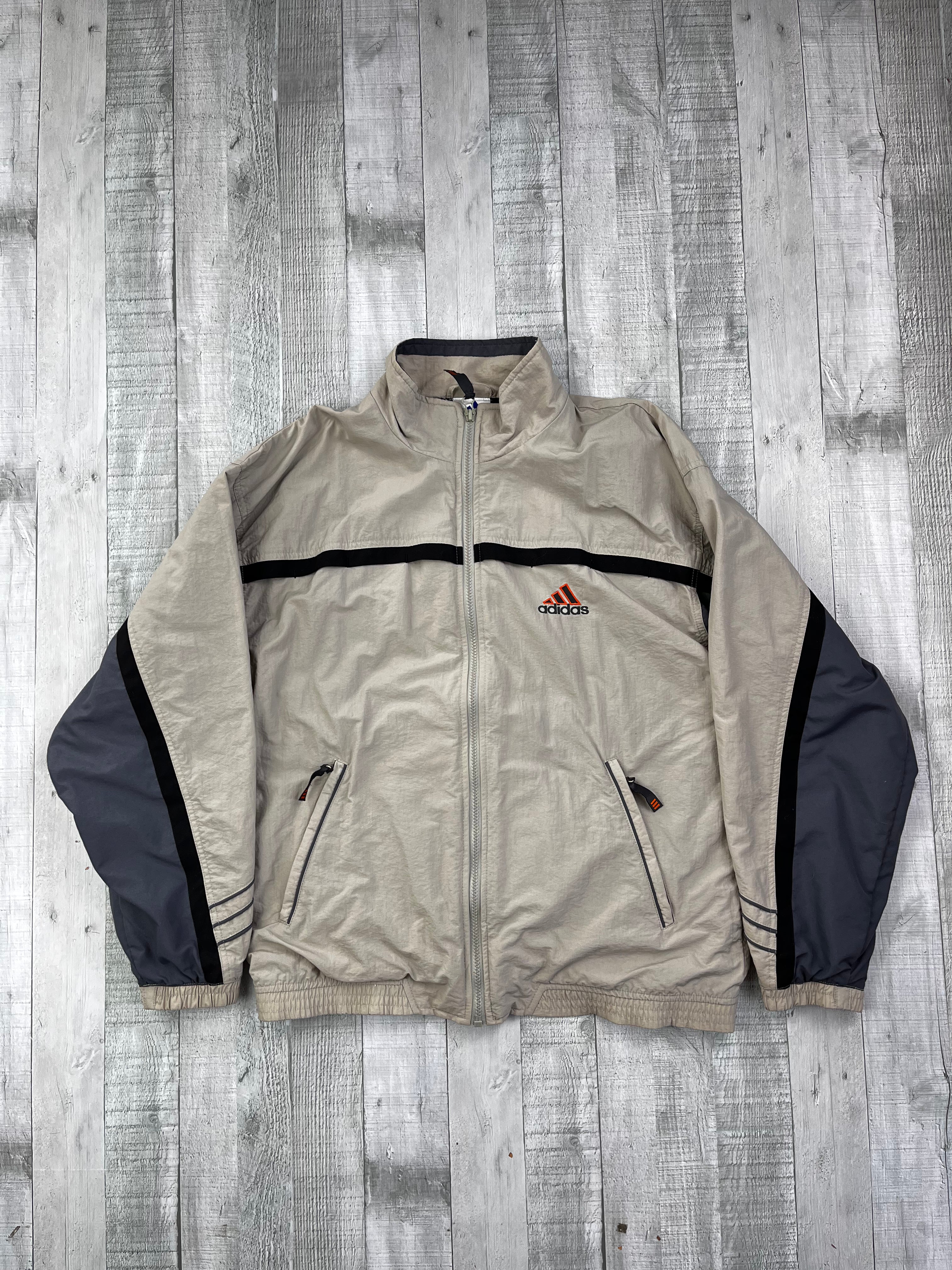 Adidas Vintage Trainingsanzug 90s Beige Dunkelgrau M