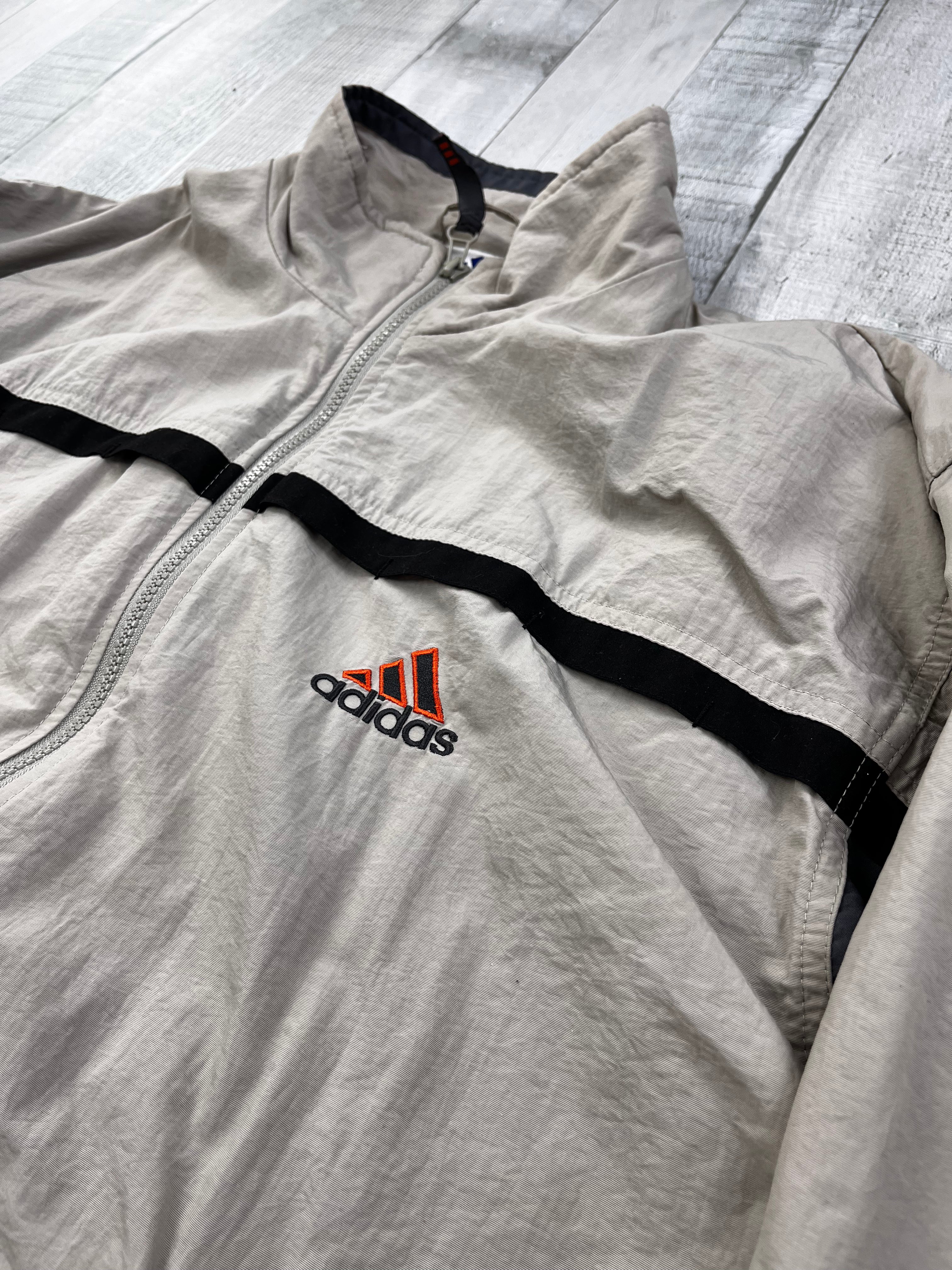 Adidas Vintage Trainingsanzug 90s Beige Dunkelgrau M