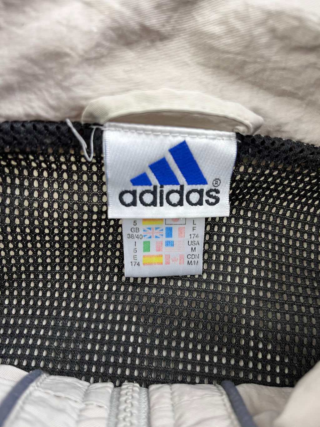 Adidas Vintage Trainingsanzug 90s Beige Dunkelgrau M