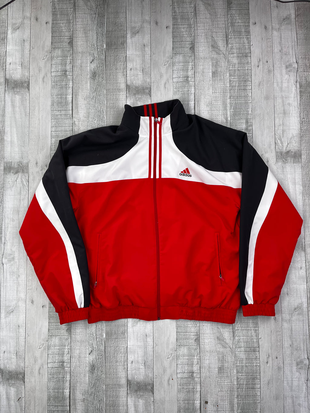 Adidas Vintage Trainingsanzug Y2K Schwarz Rot Weiß XXL