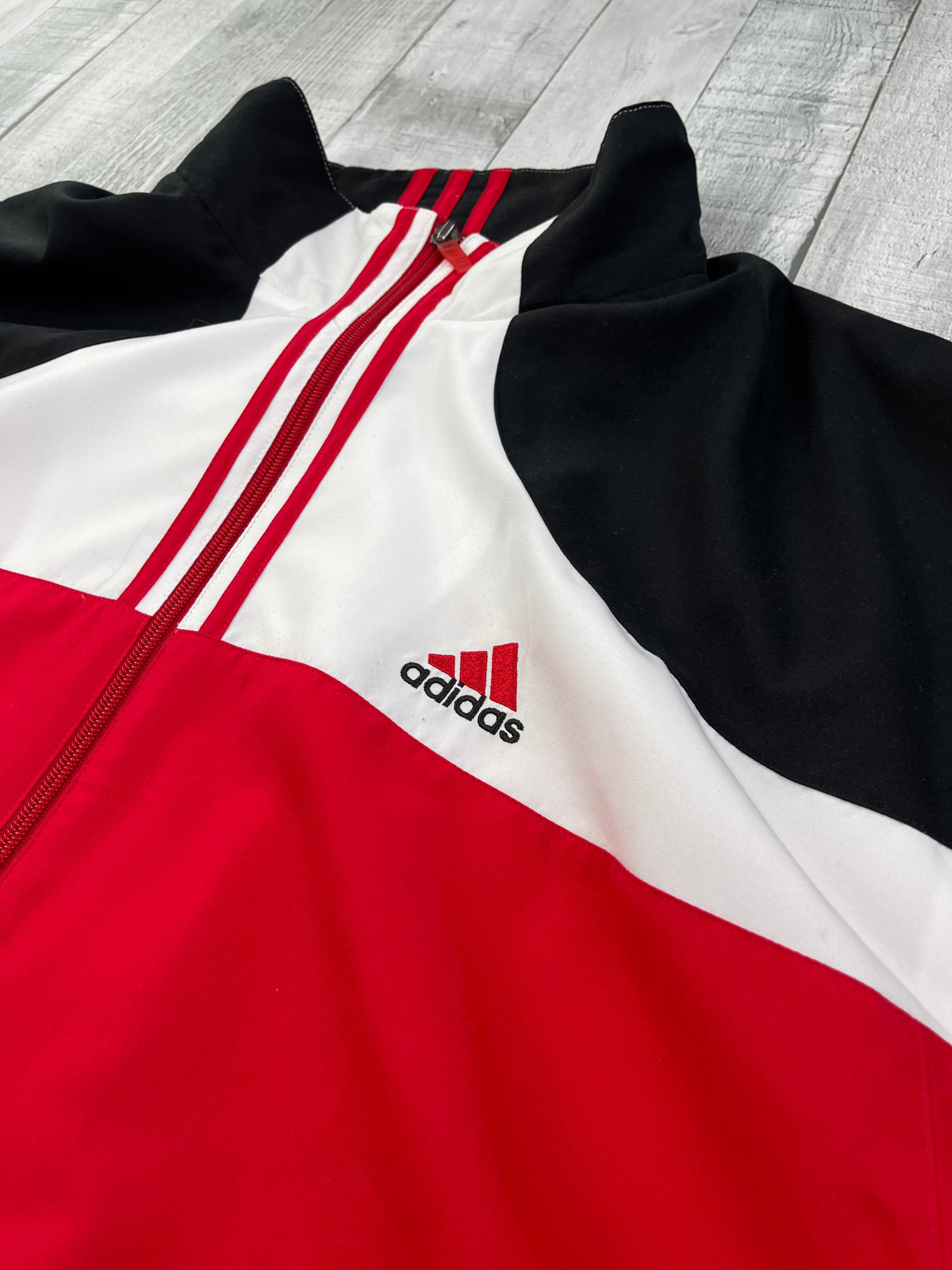 Adidas Vintage Trainingsanzug Y2K Schwarz Rot Weiß XXL