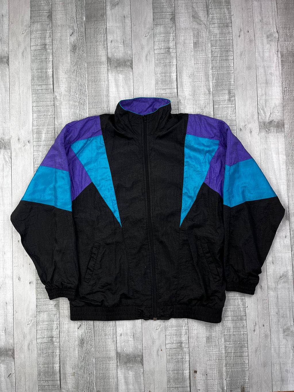 Vintage Tainingsanzug 90s Schwarz Lila Türkis XXL
