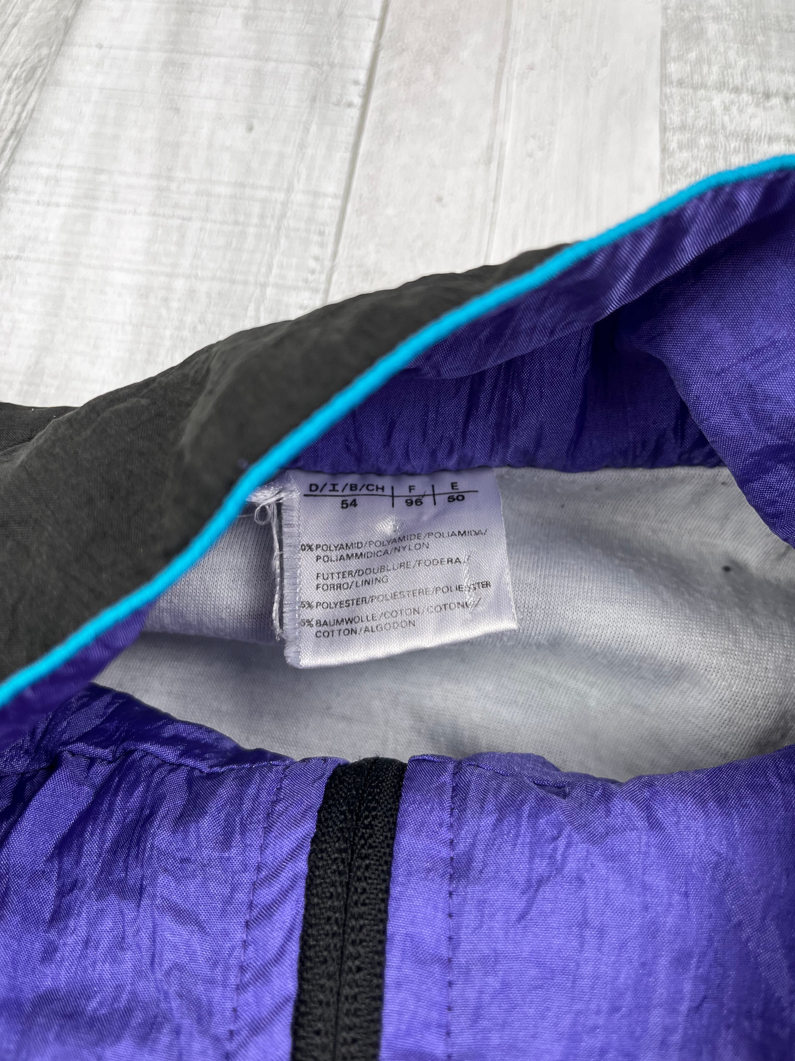 Vintage Tainingsanzug 90s Schwarz Lila Türkis XXL