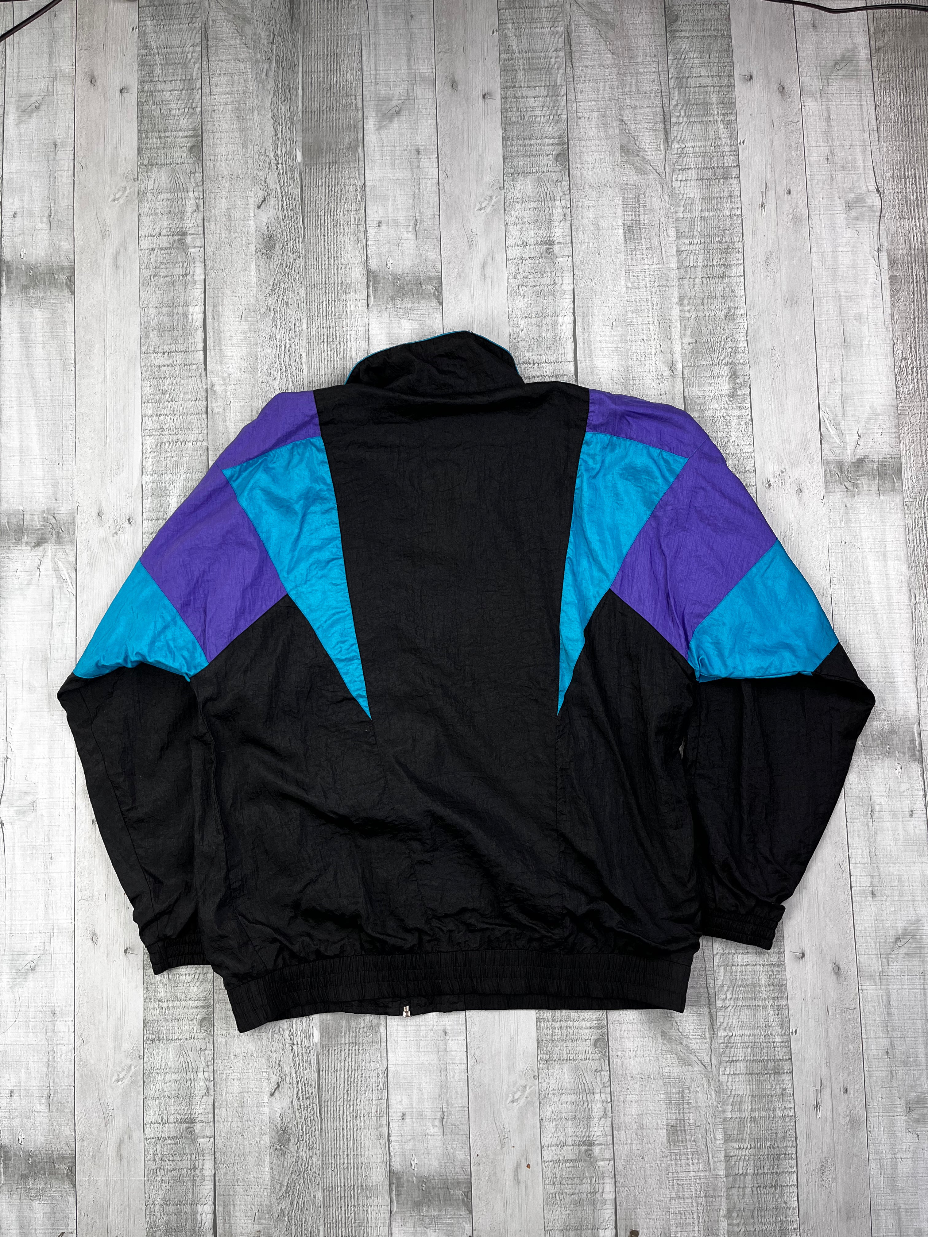 Vintage Tainingsanzug 90s Schwarz Lila Türkis XXL