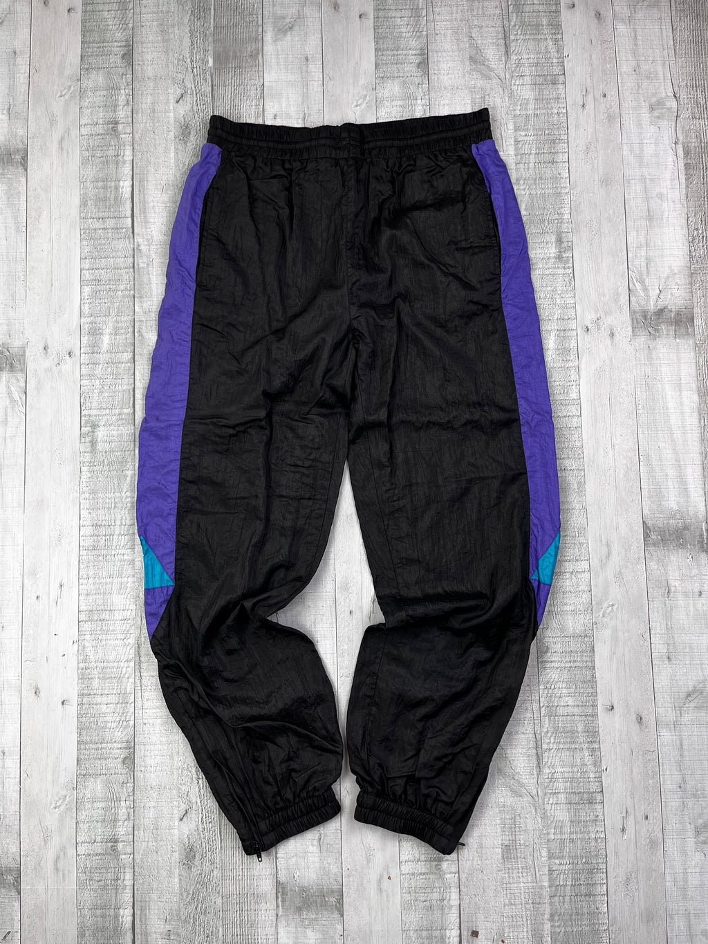 Vintage Tainingsanzug 90s Schwarz Lila Türkis XXL
