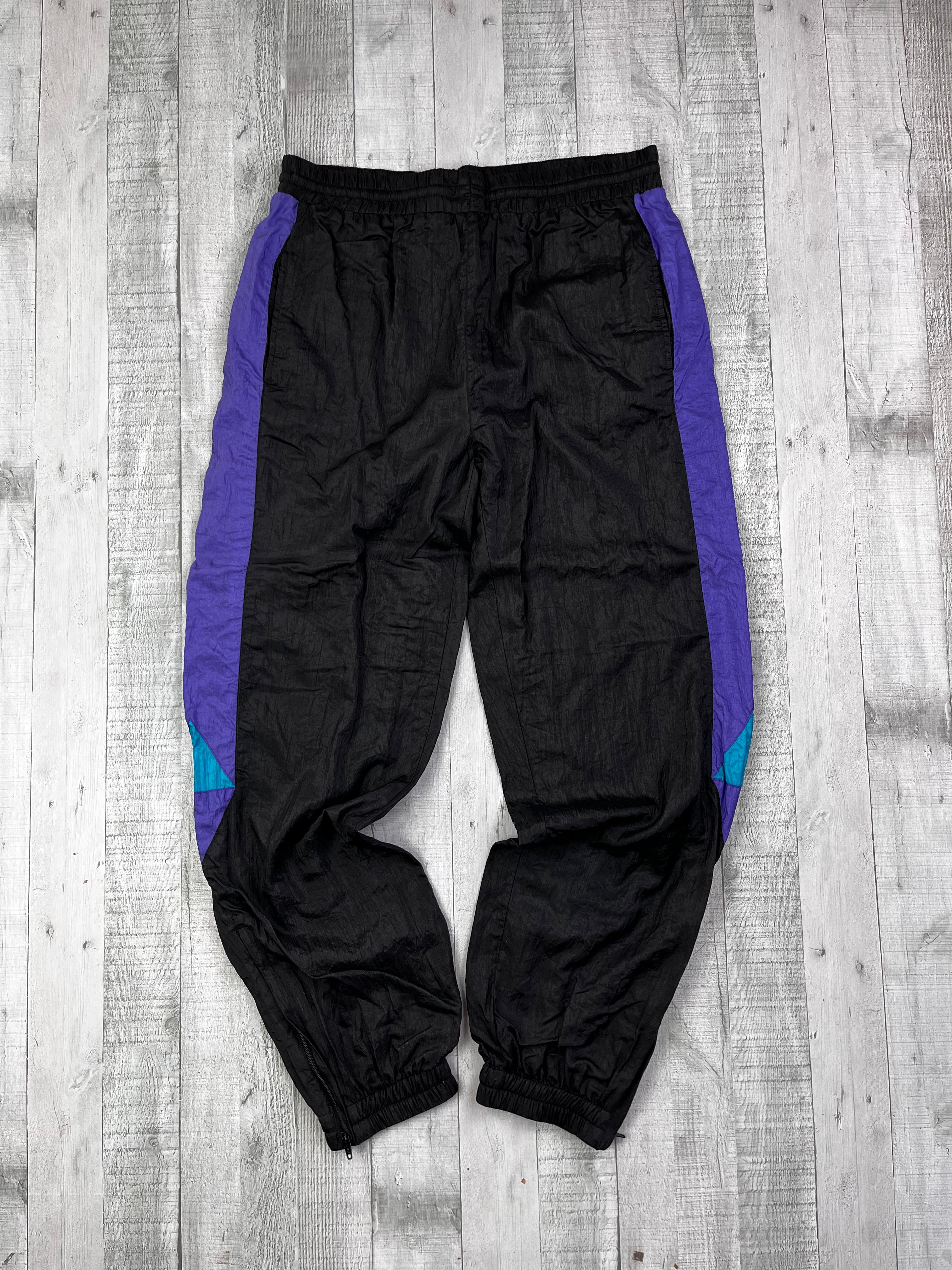 Vintage Tainingsanzug 90s Schwarz Lila Türkis XXL