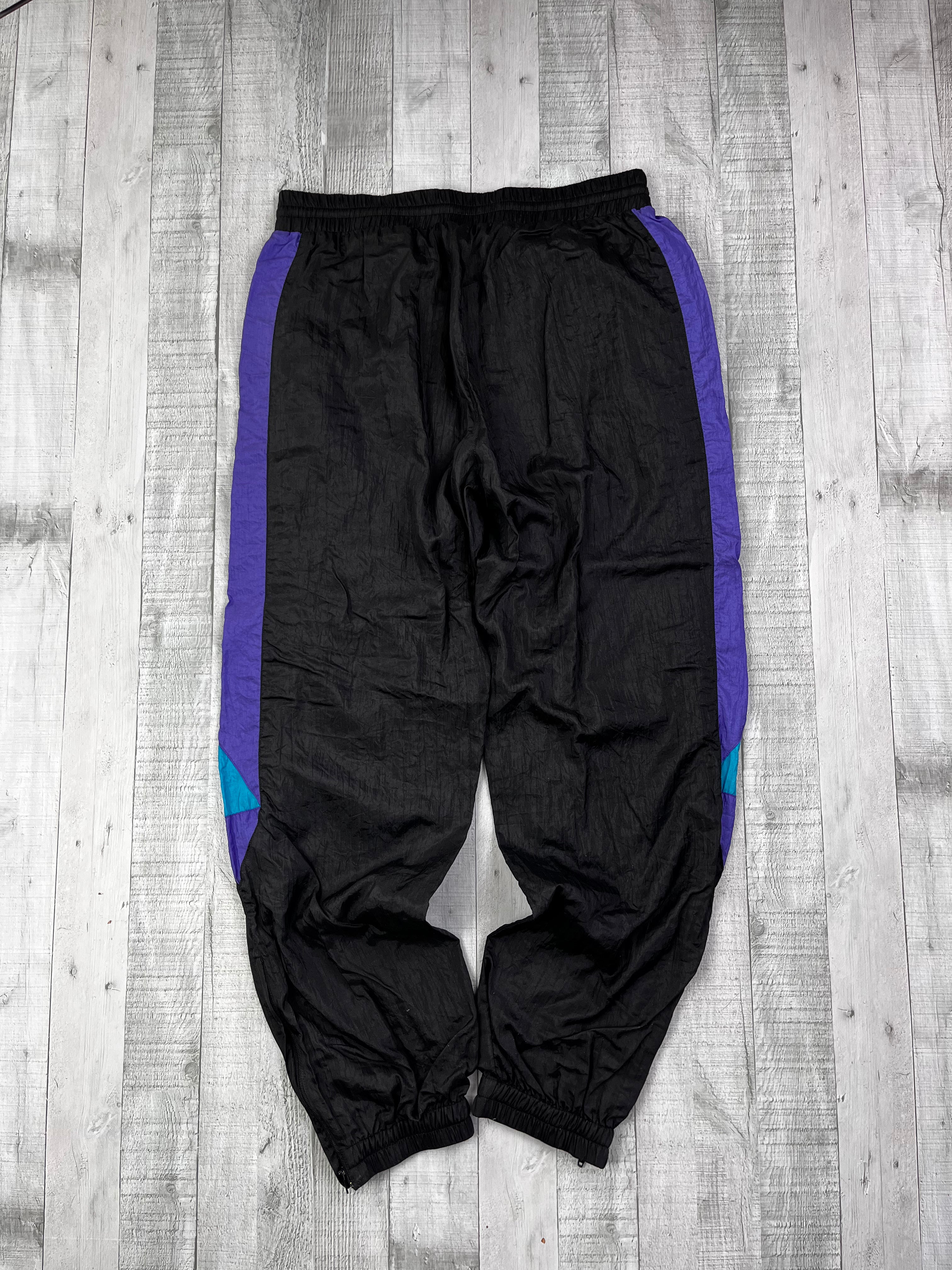 Vintage Tainingsanzug 90s Schwarz Lila Türkis XXL
