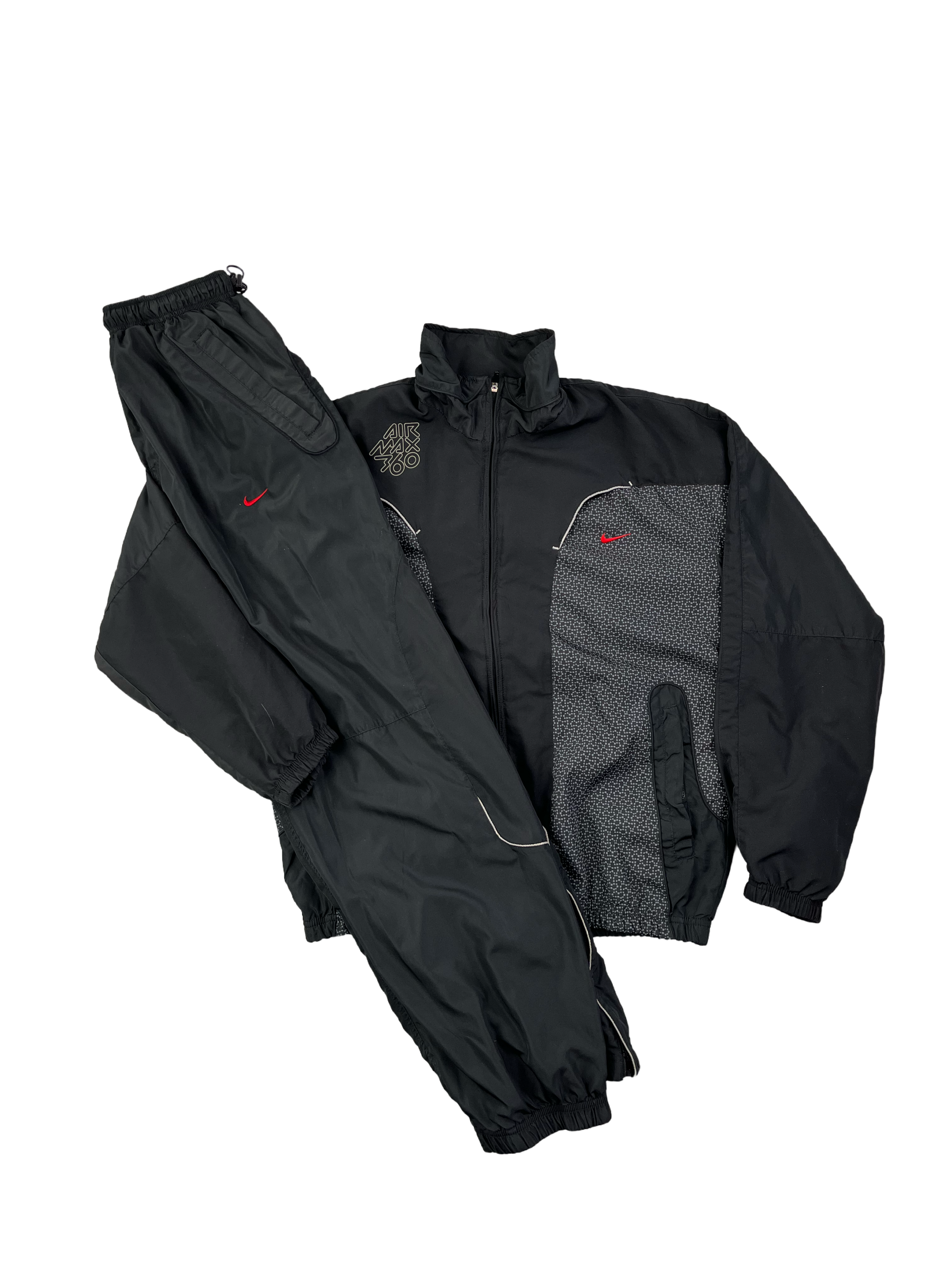 Nike Air 360 Vintage Trainingsanzug Reflective Y2K Schwarz Grau L