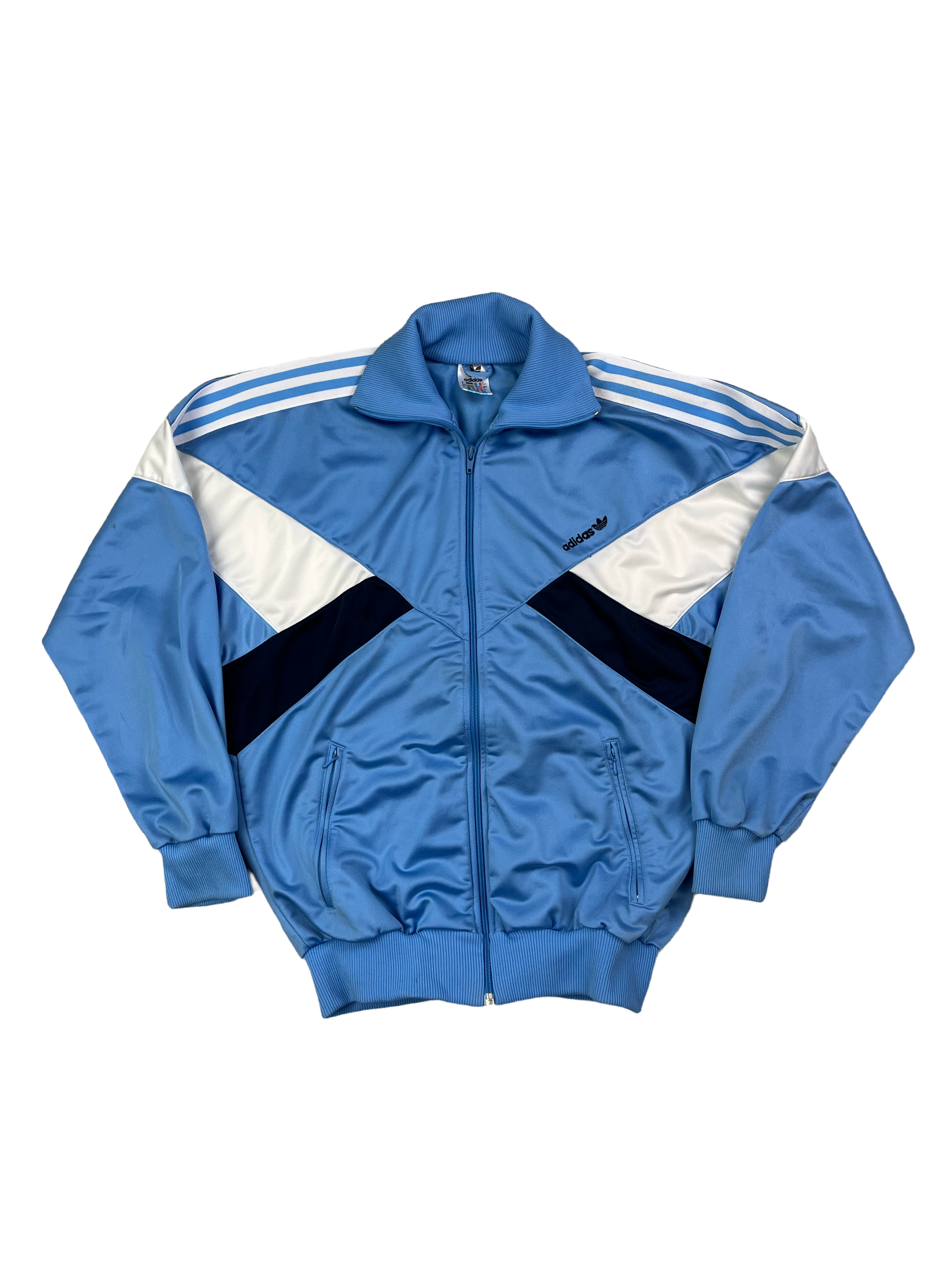 Adidas Vintage Trainingsjacke 80s Hellblau Weiß M