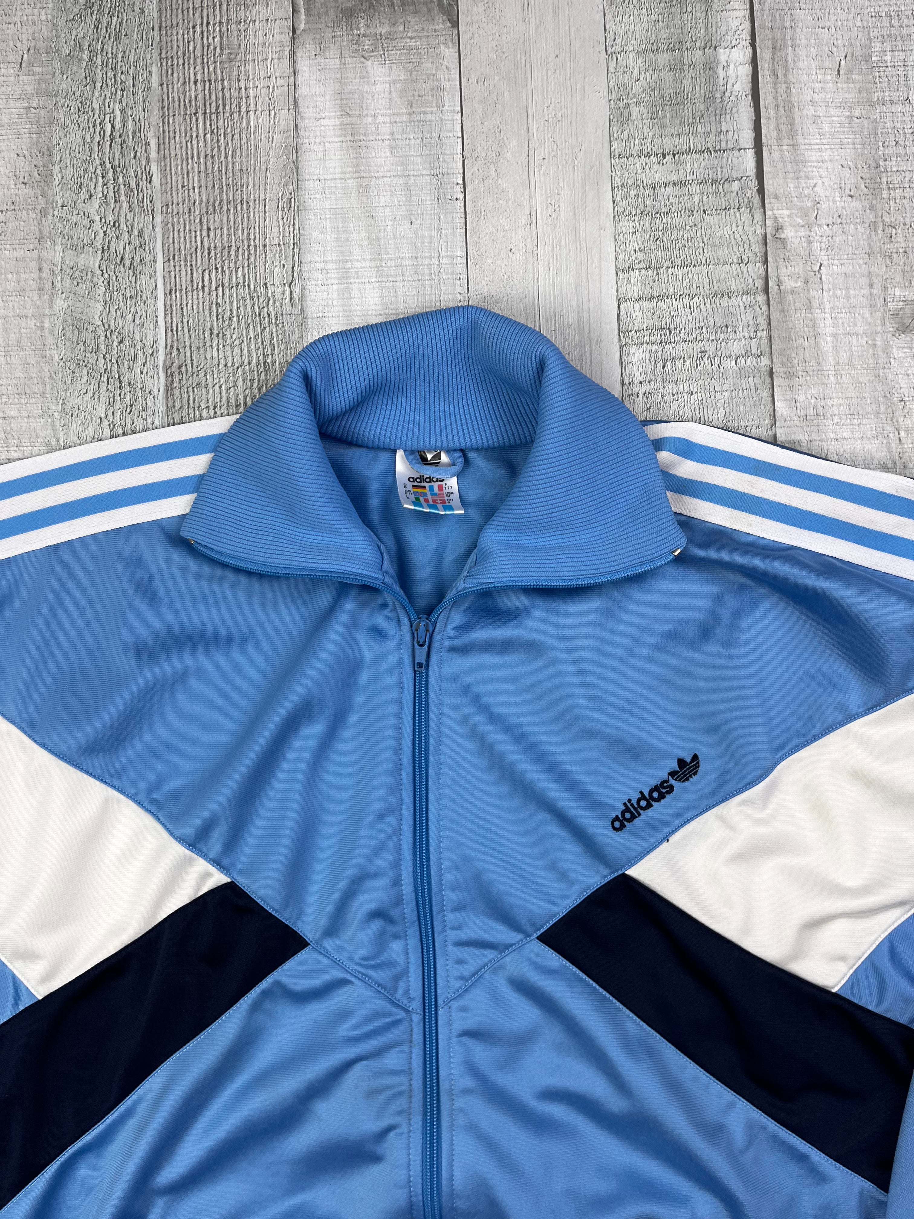 Adidas Vintage Trainingsjacke 80s Hellblau Weiß M