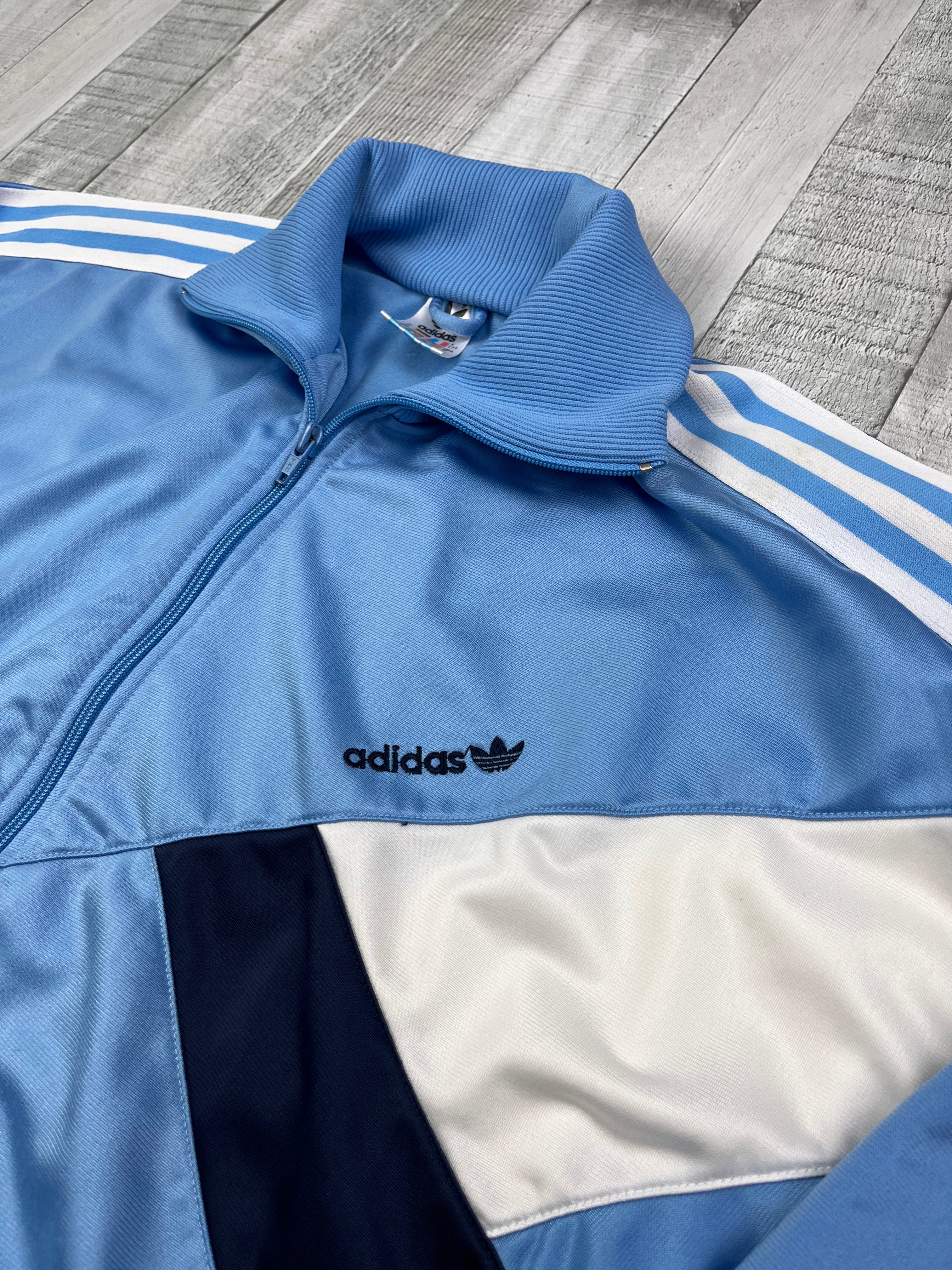 Adidas Vintage Trainingsjacke 80s Hellblau Weiß M