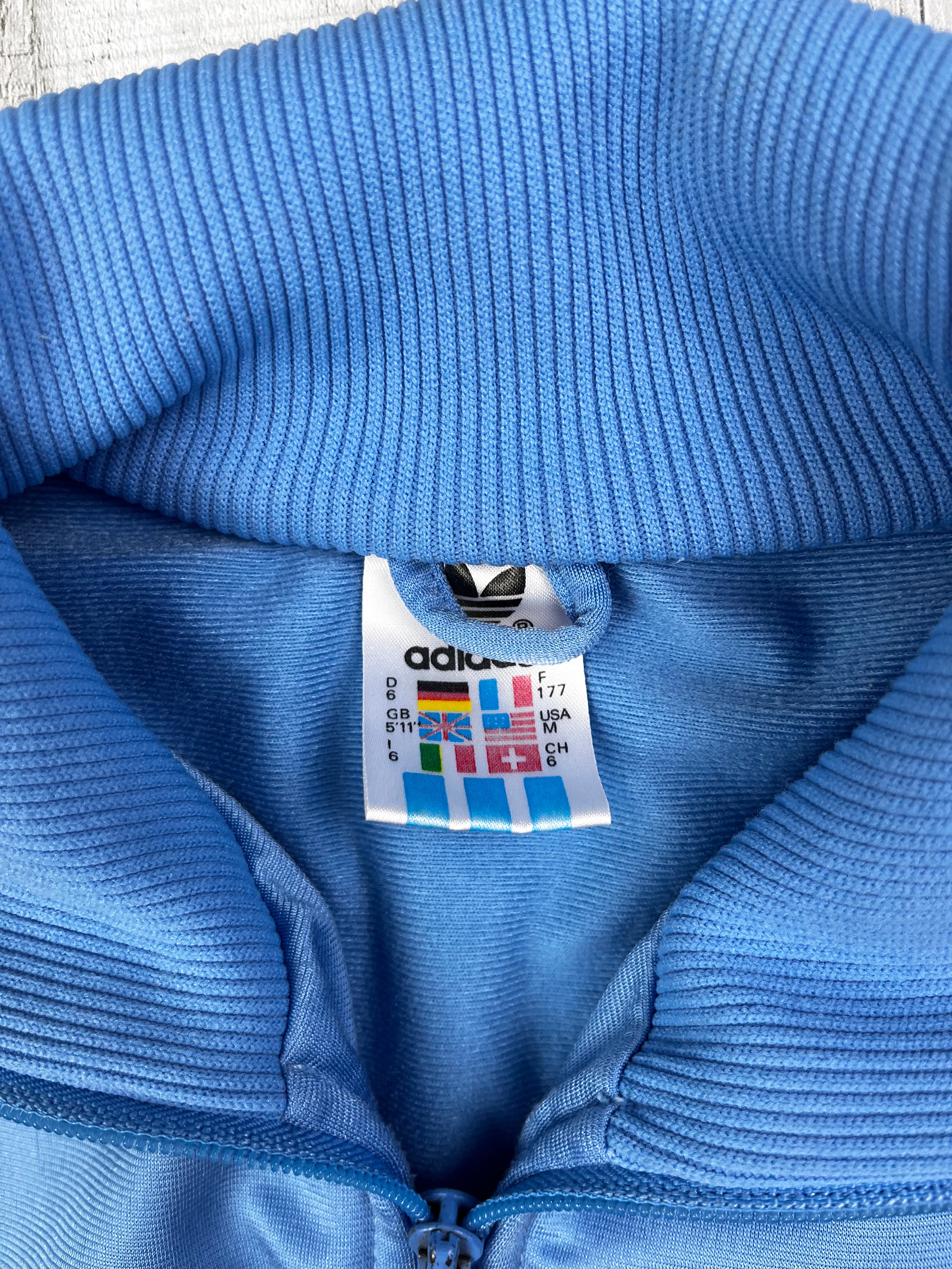 Adidas Vintage Trainingsjacke 80s Hellblau Weiß M