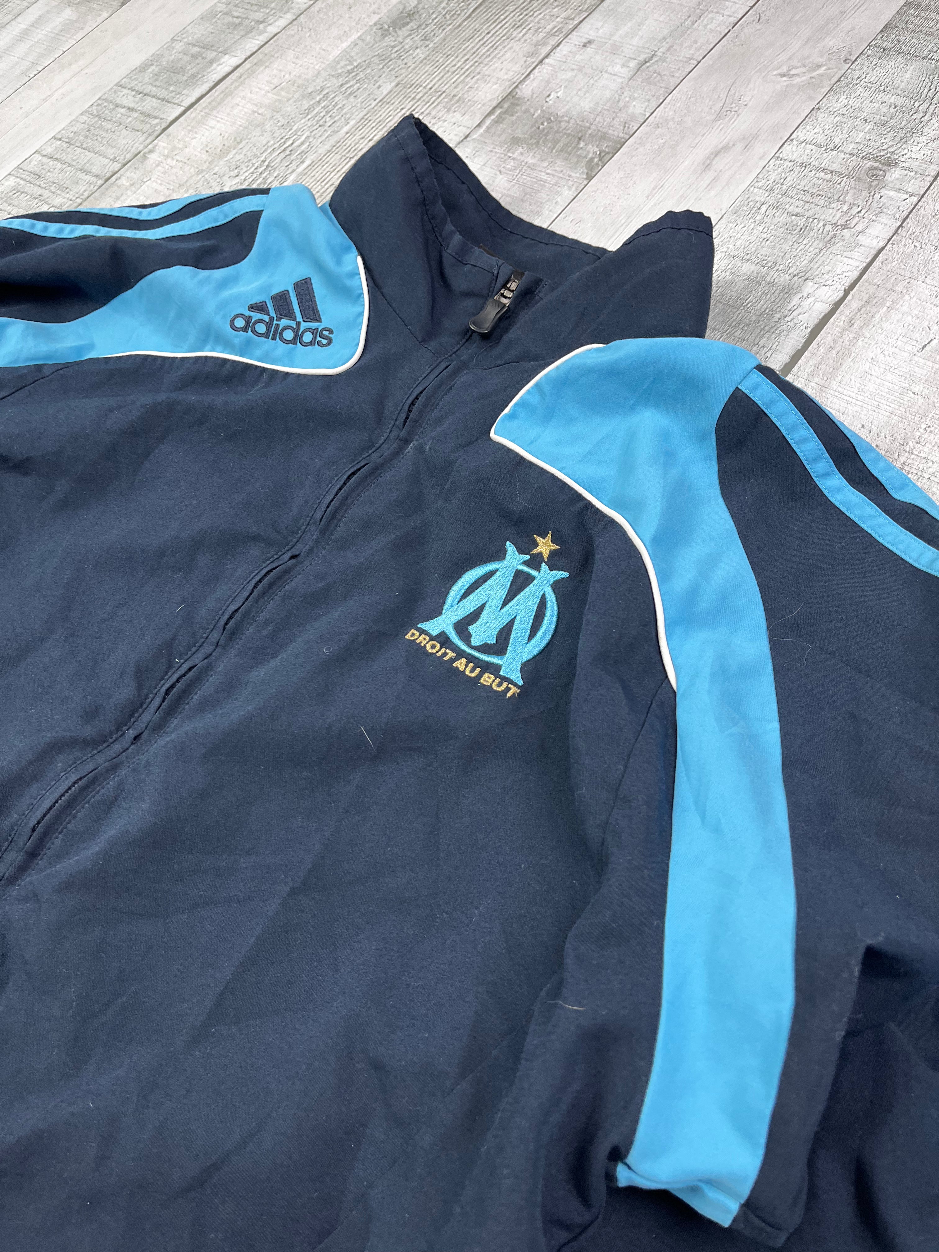 Adidas Vintage Olympique Marseille Trainingsjacke Dunkelblau Hellblau L