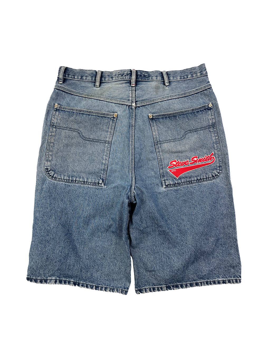 Steve Smith Vintage Jeans Shorts Blau Rot XL