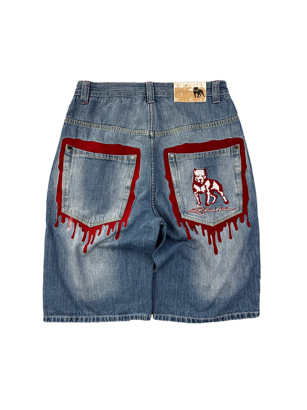 Bloodline Vintage Jeans Shorts 90s Blau Rot M