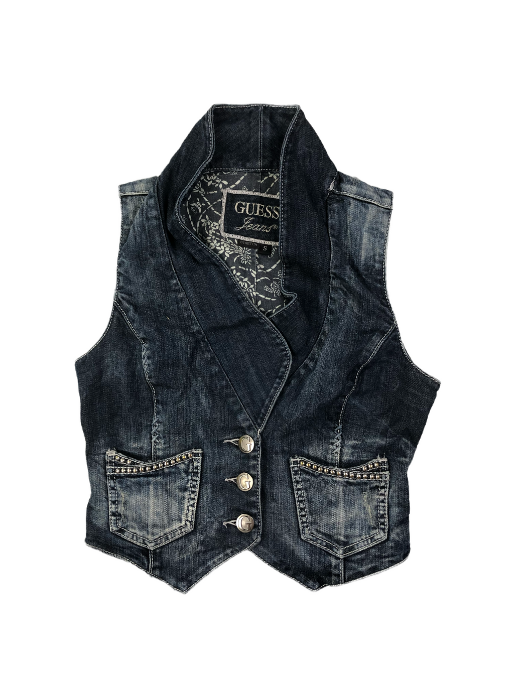 Guess Vintage Damen Set Weste + Jeans 00s Dunkelblau S