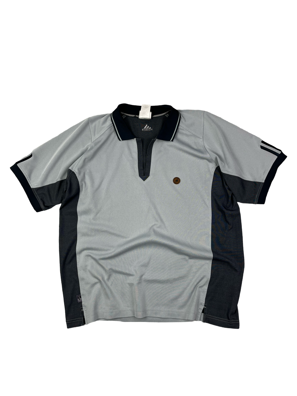 Adidas Vintage Poloshirt Sport 90s Grau Schwarz L