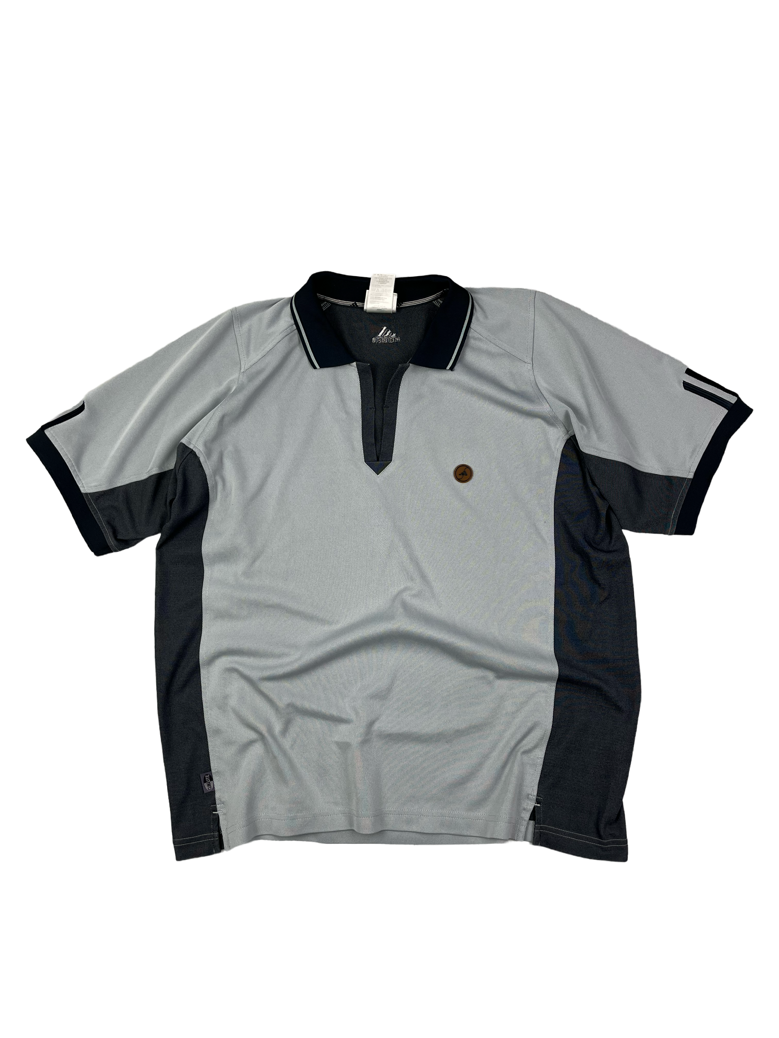 Adidas Vintage Poloshirt Sport 90s Grau Schwarz L