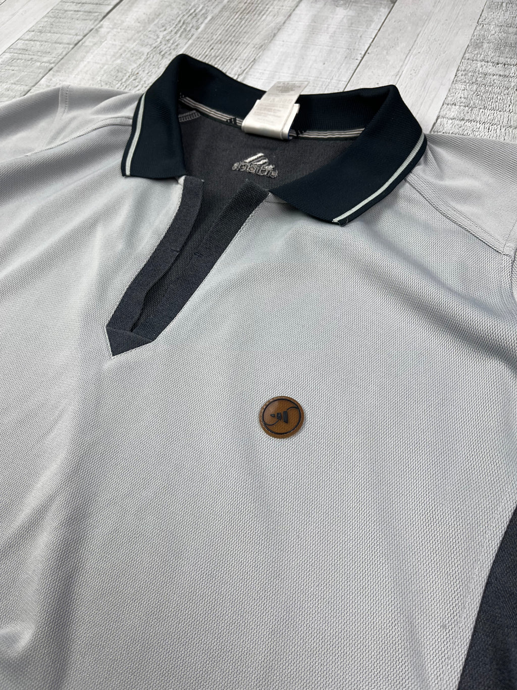 Adidas Vintage Poloshirt Sport 90s Grau Schwarz L