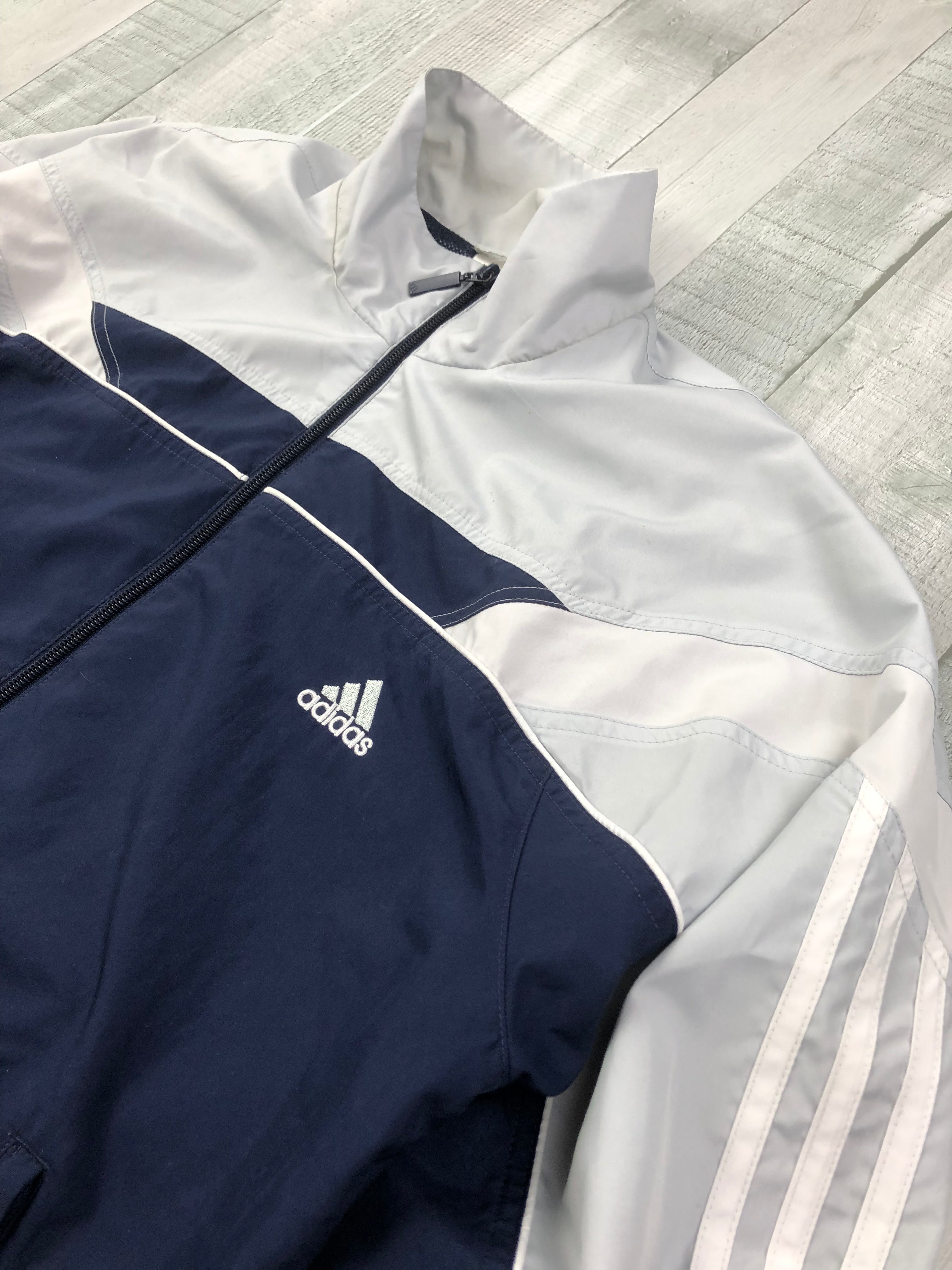 Adidas Vintage Trainingsjacke Y2K Grau Dunkelblau M