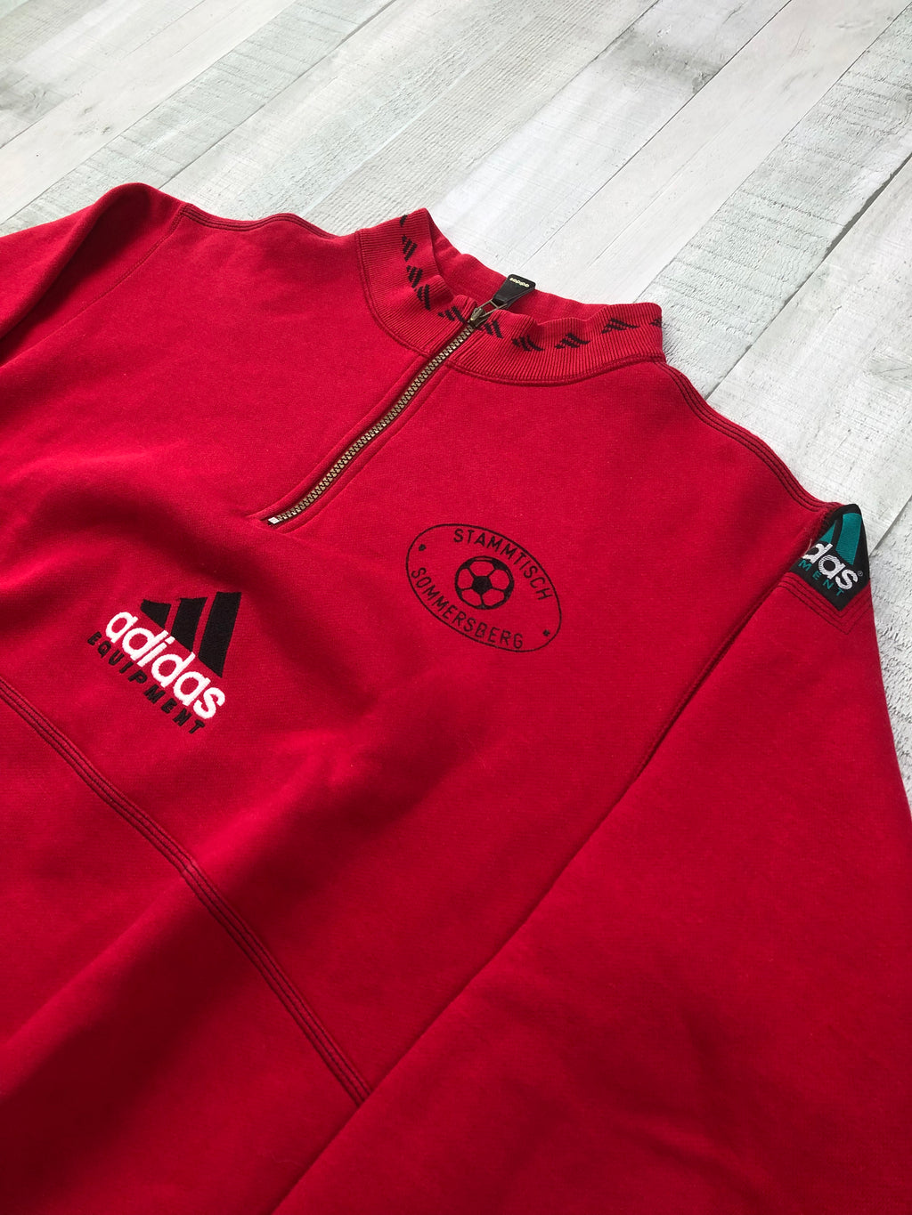 Adidas Equipment Vintage Pullover Zip 90s Rot M
