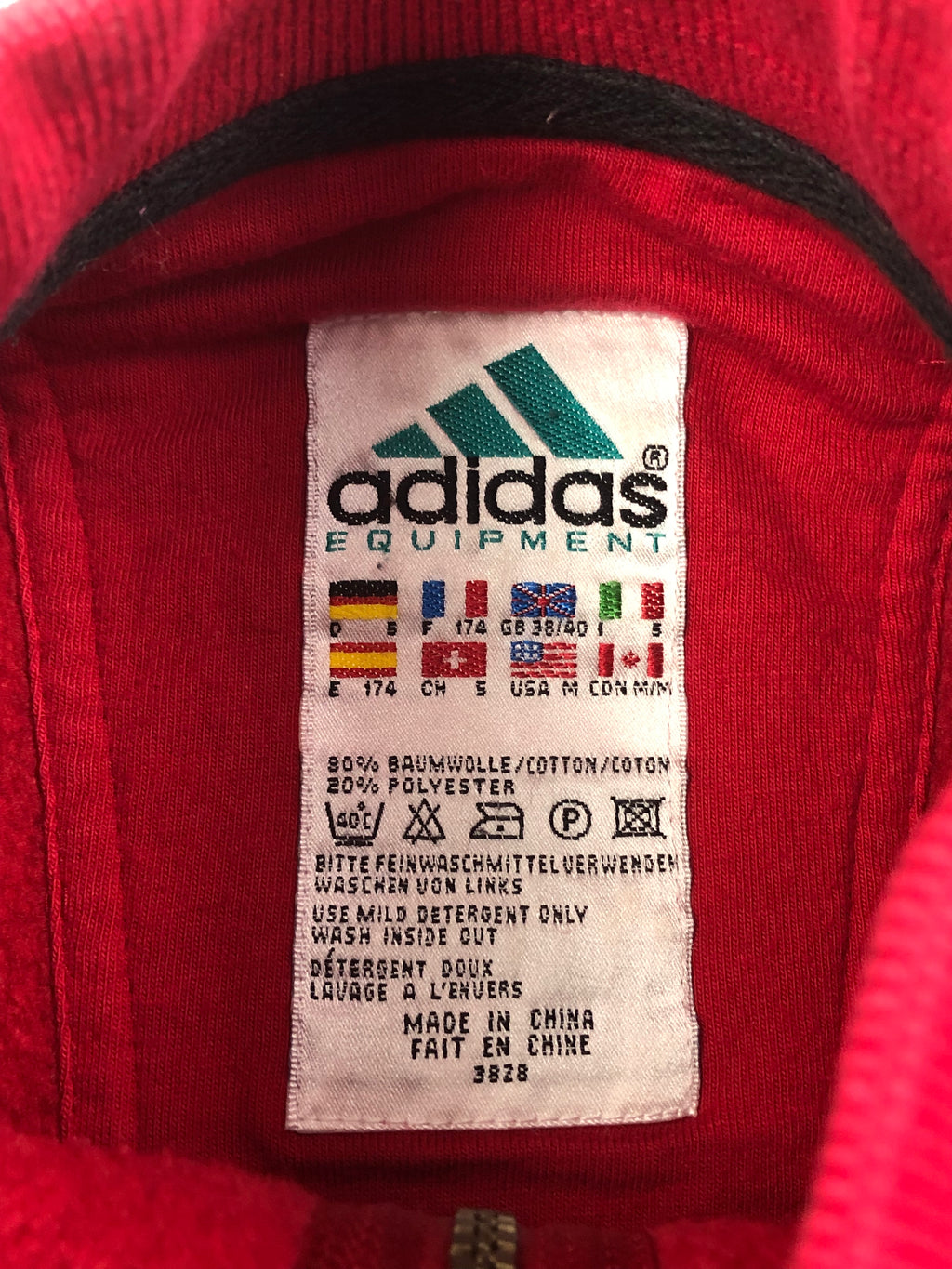 Adidas Equipment Vintage Pullover Zip 90s Rot M
