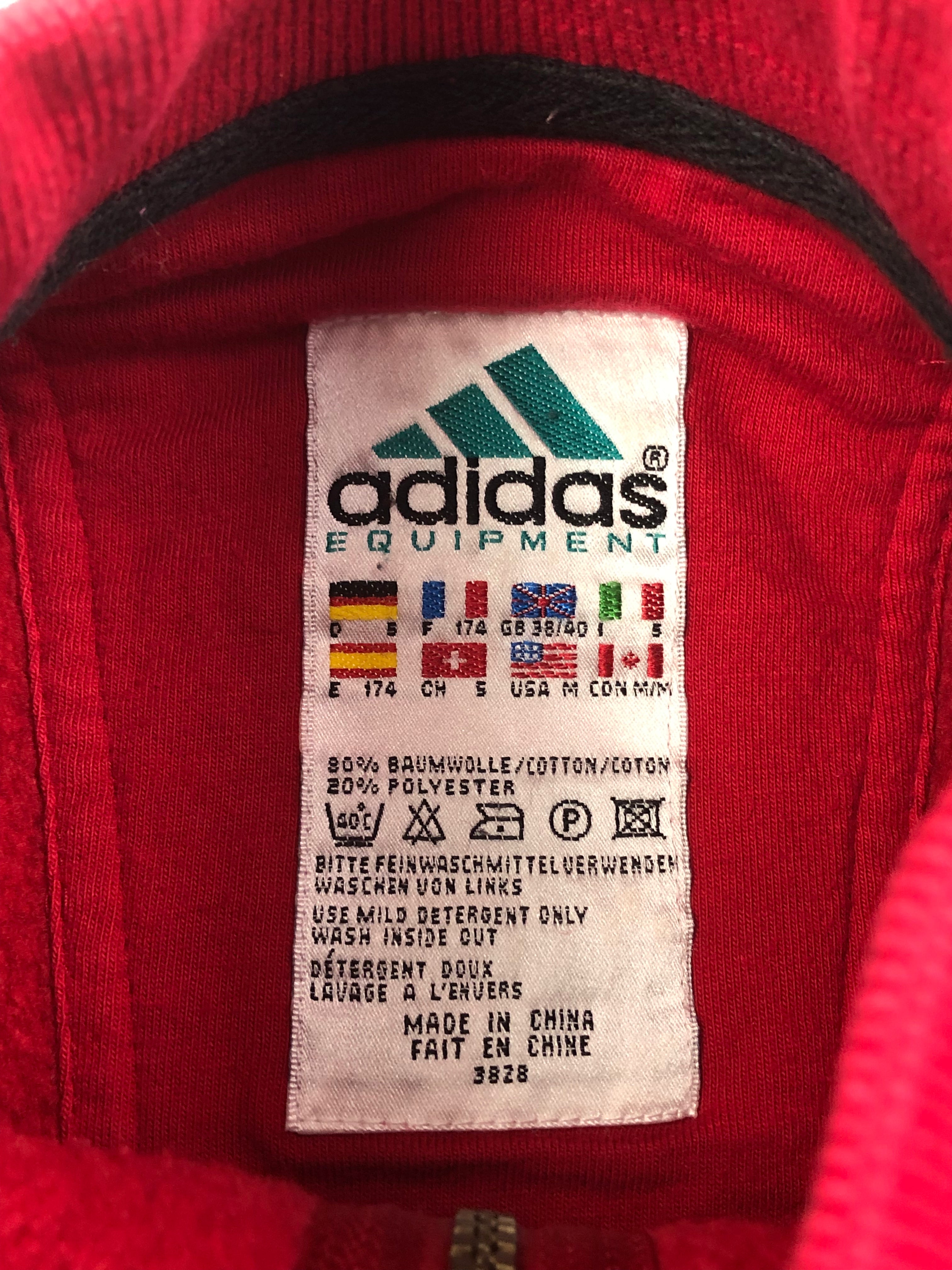 Adidas Equipment Vintage Pullover Zip 90s Rot M