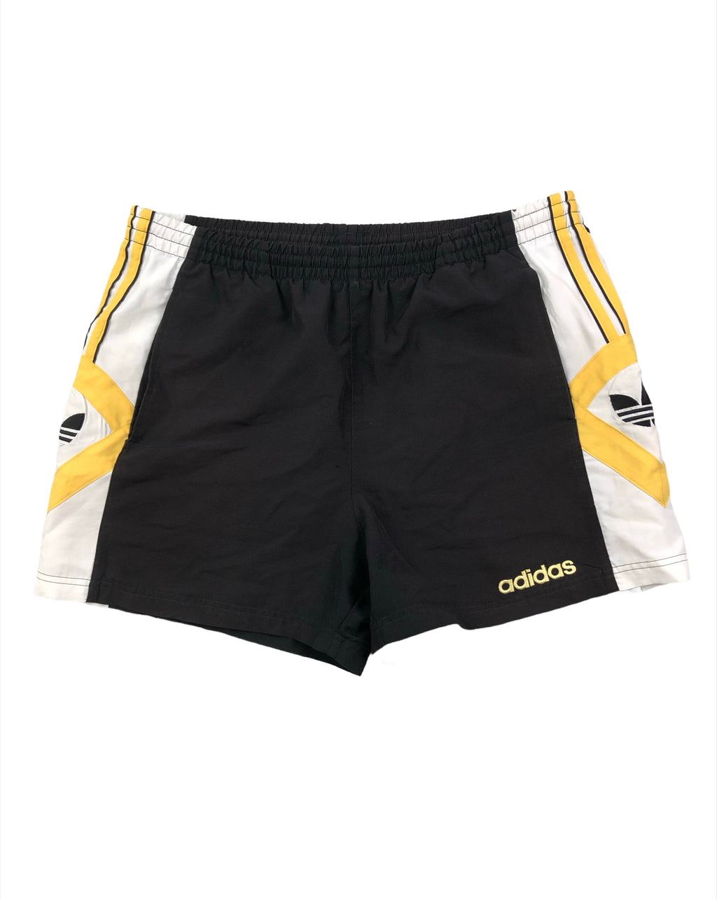 Adidas Vintage Sporthose Kurz 90s Schwarz Weiß Gelb M