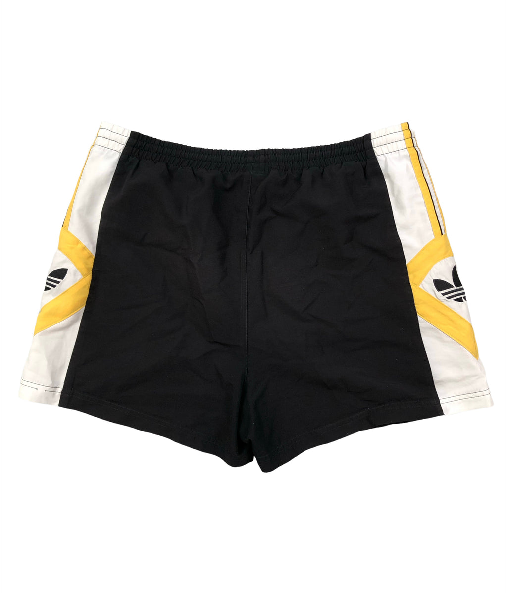 Adidas Vintage Sporthose Kurz 90s Schwarz Weiß Gelb M