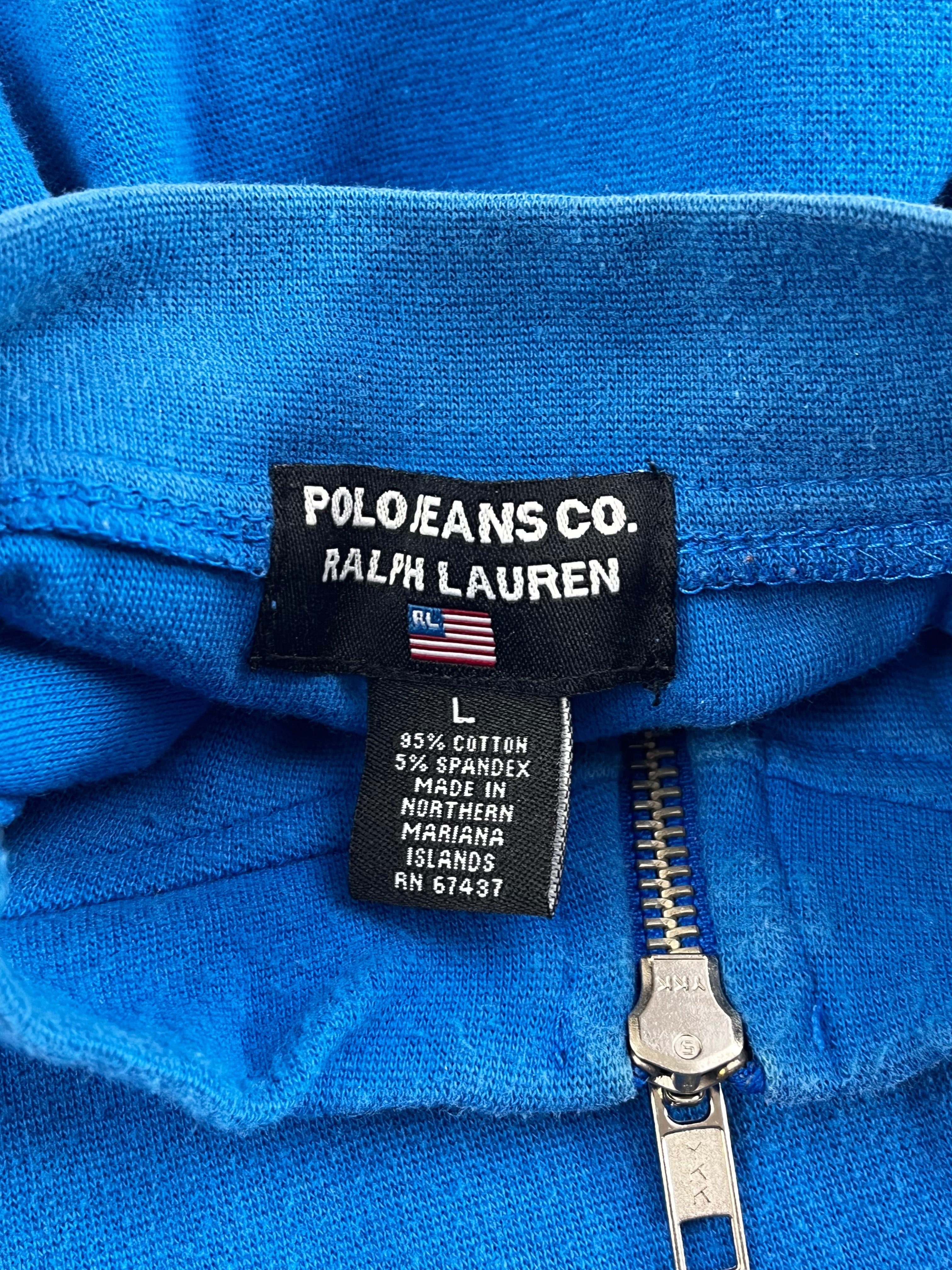 Ralph Lauren Vintage T-Shirt Spandex Zip Blau L