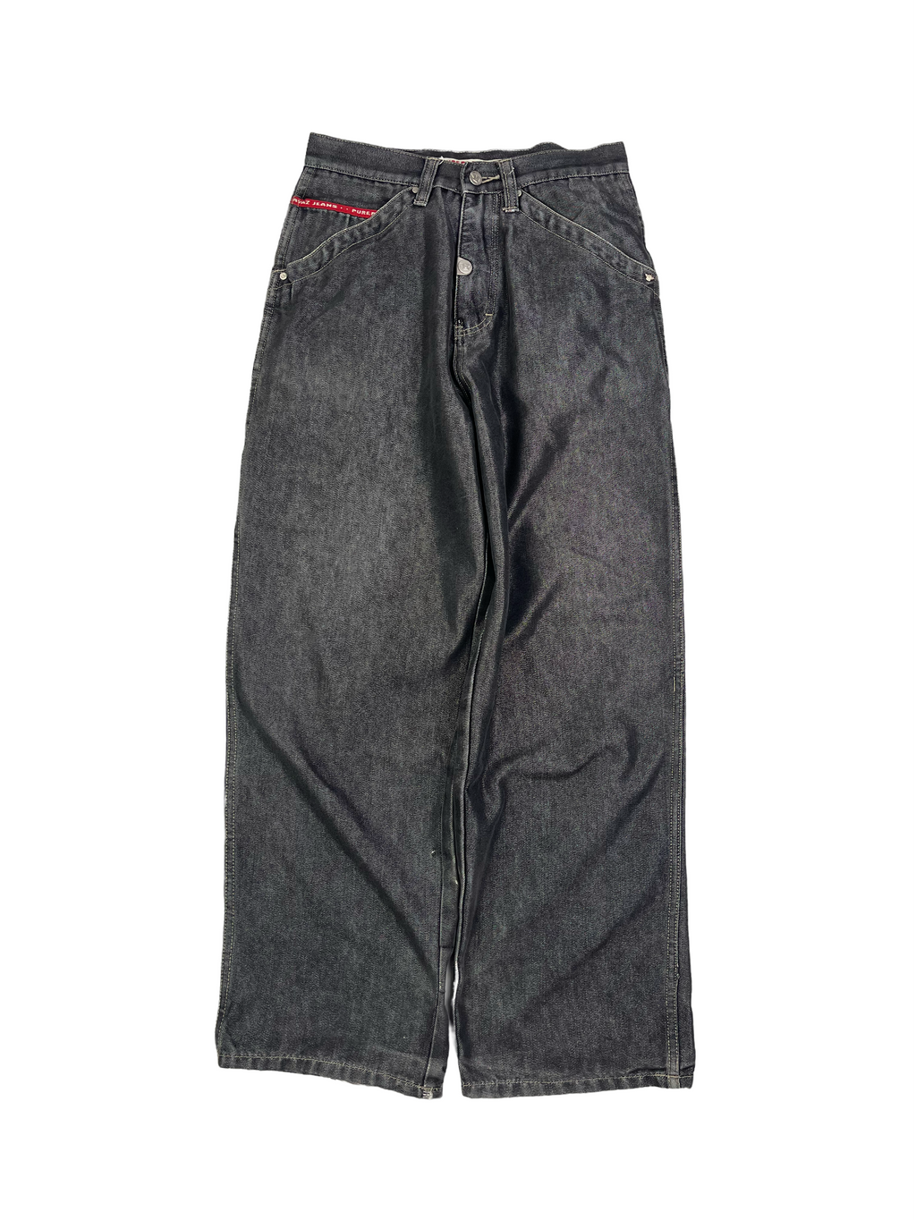 Pure Playaz Vintage Baggy Jeans 90s Schwarz Glanz S