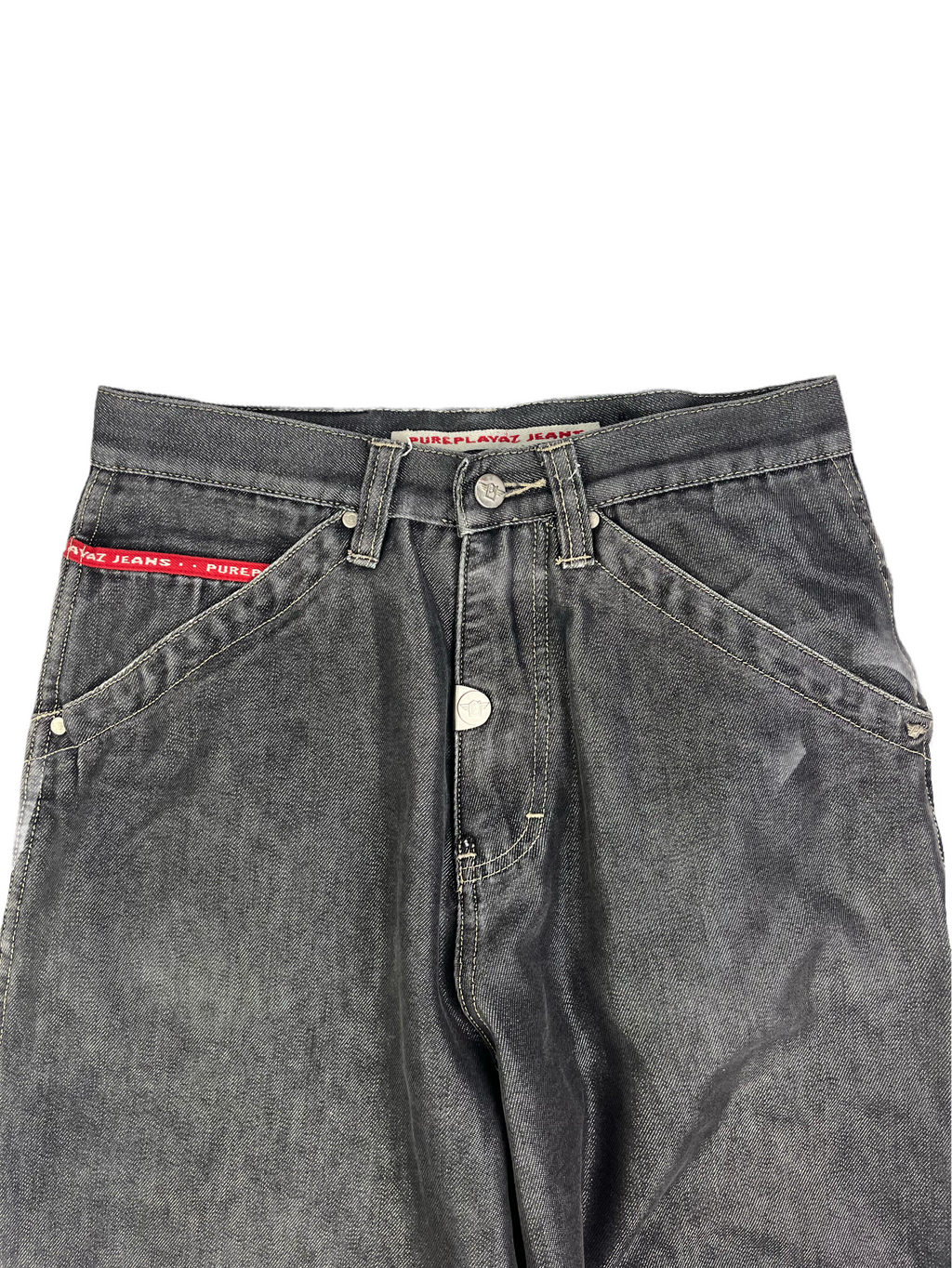 Pure Playaz Vintage Baggy Jeans 90s Schwarz Glanz S