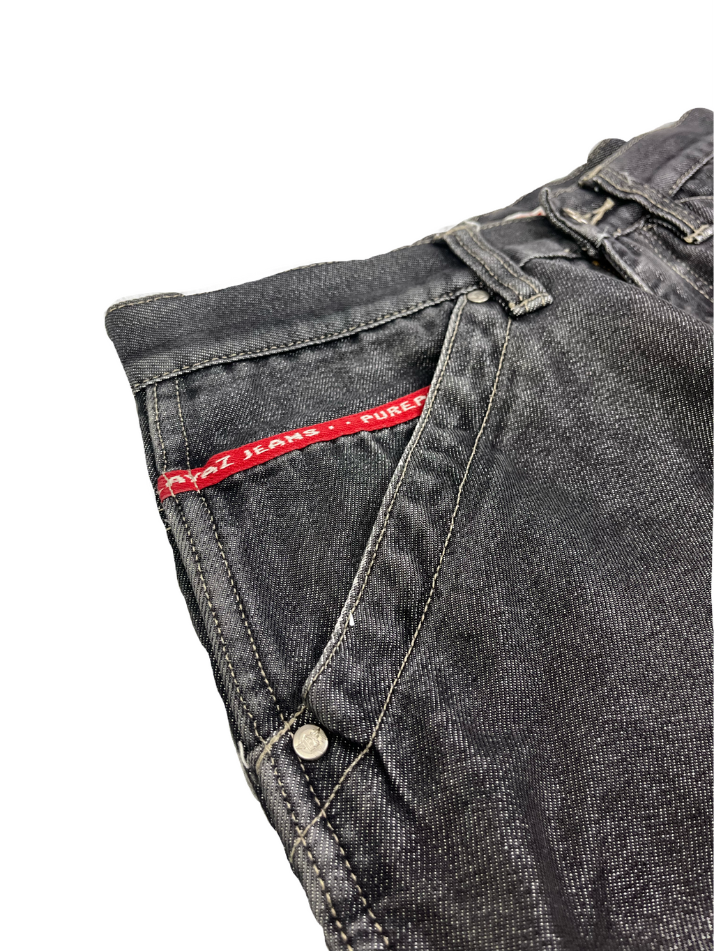 Pure Playaz Vintage Baggy Jeans 90s Schwarz Glanz S